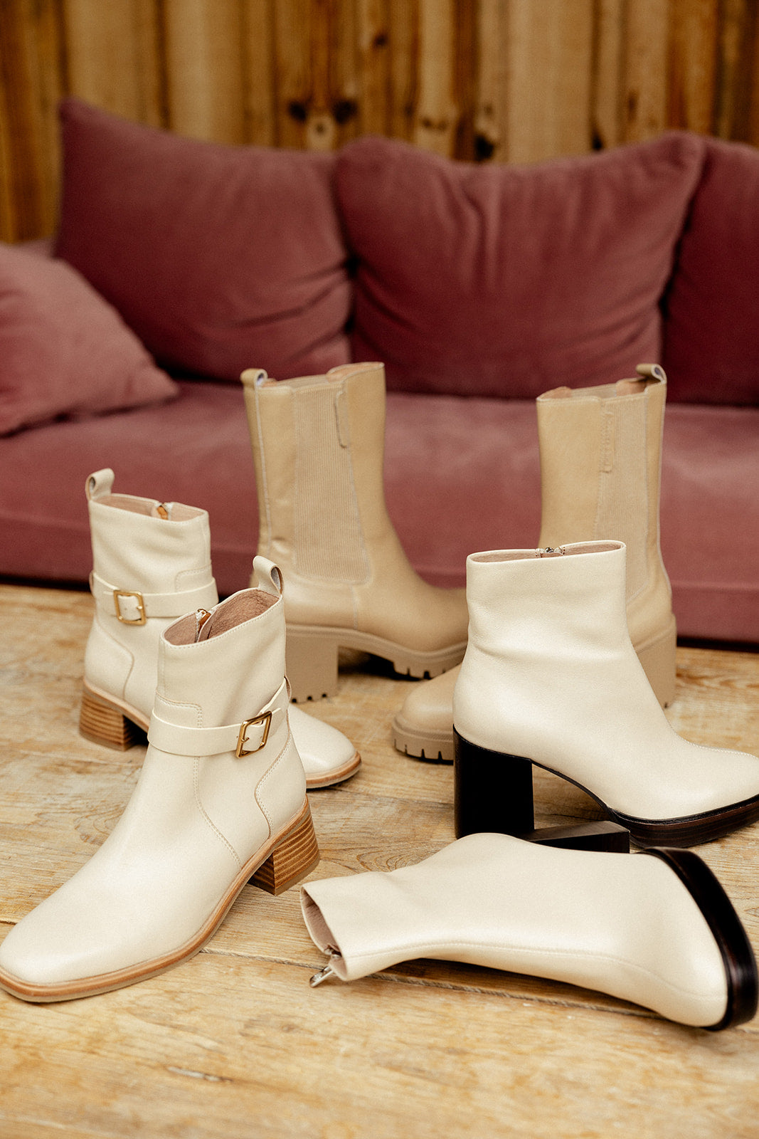 PAULE ANKLE BOOTS - Cream