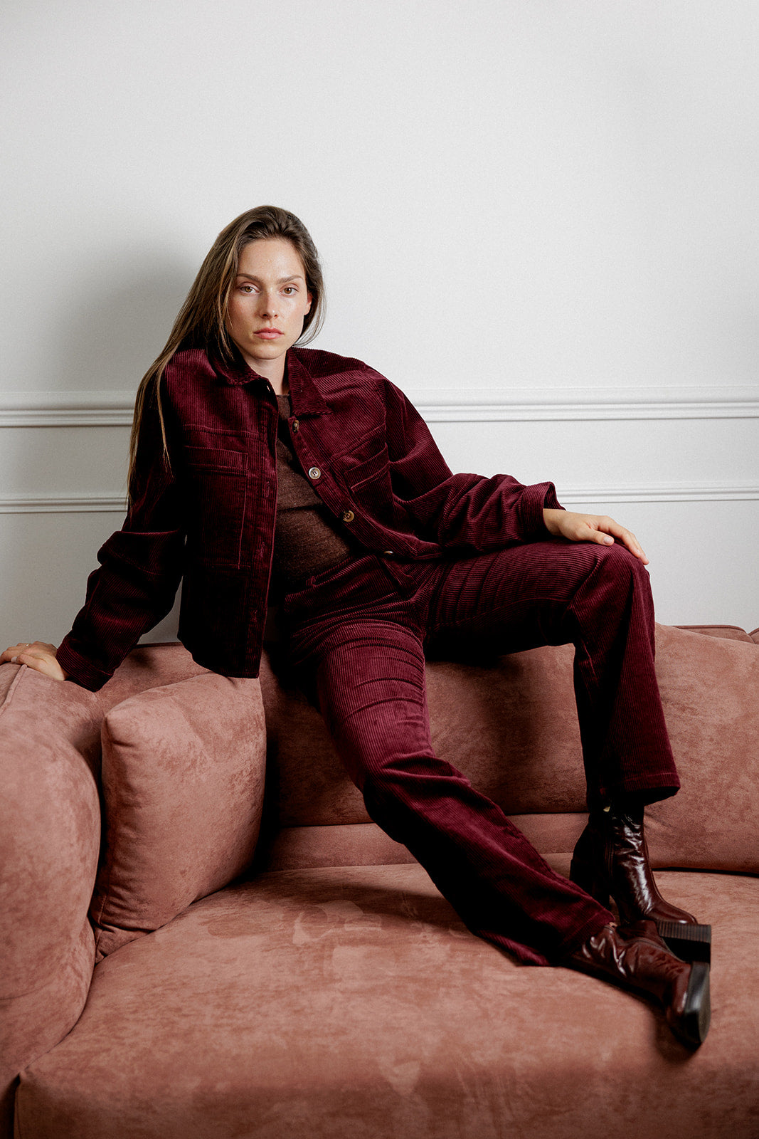 ELZA VELVET JACKET - BURGUNDY