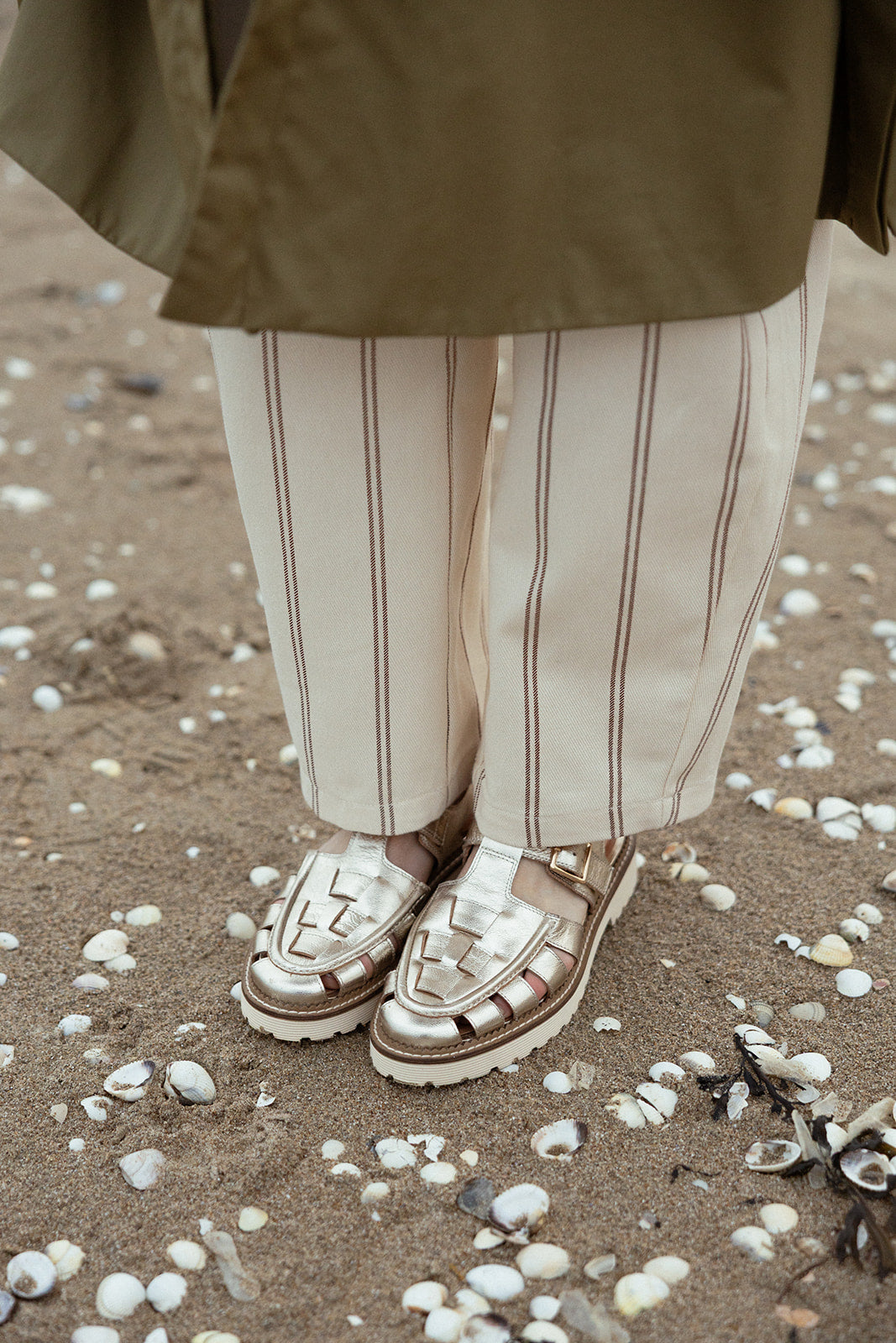 ELOISE - Sandales en cuir Doré/Platine