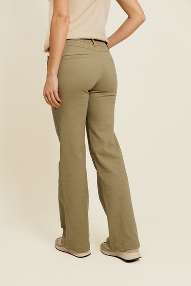 FLÉONOR - Pantalon Kaki Coupe Droite