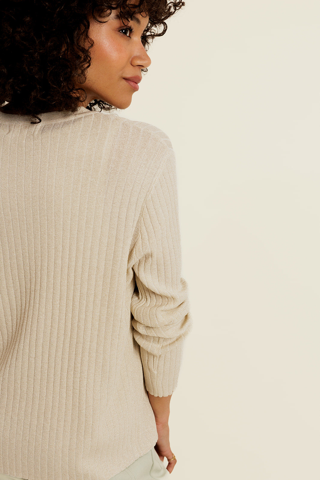 AIVINE - Gilet Beige avec Lurex