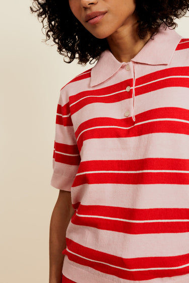 CÉLINEOR - Polo Rose/Rouge à Rayures