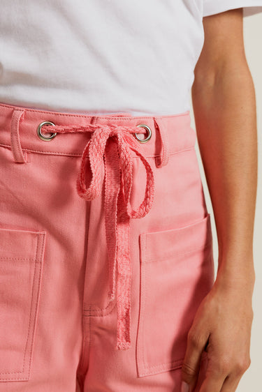 LÉORINE - Pantalon Rose en coton avec Cordon