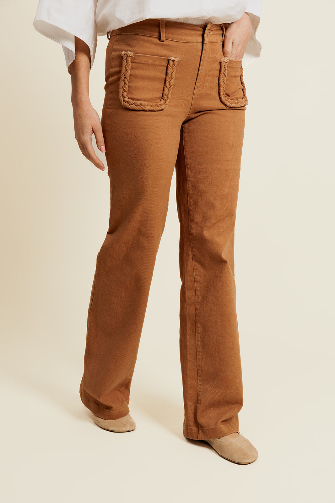 FLÉONOR - Pantalon Camel Coupe Droite