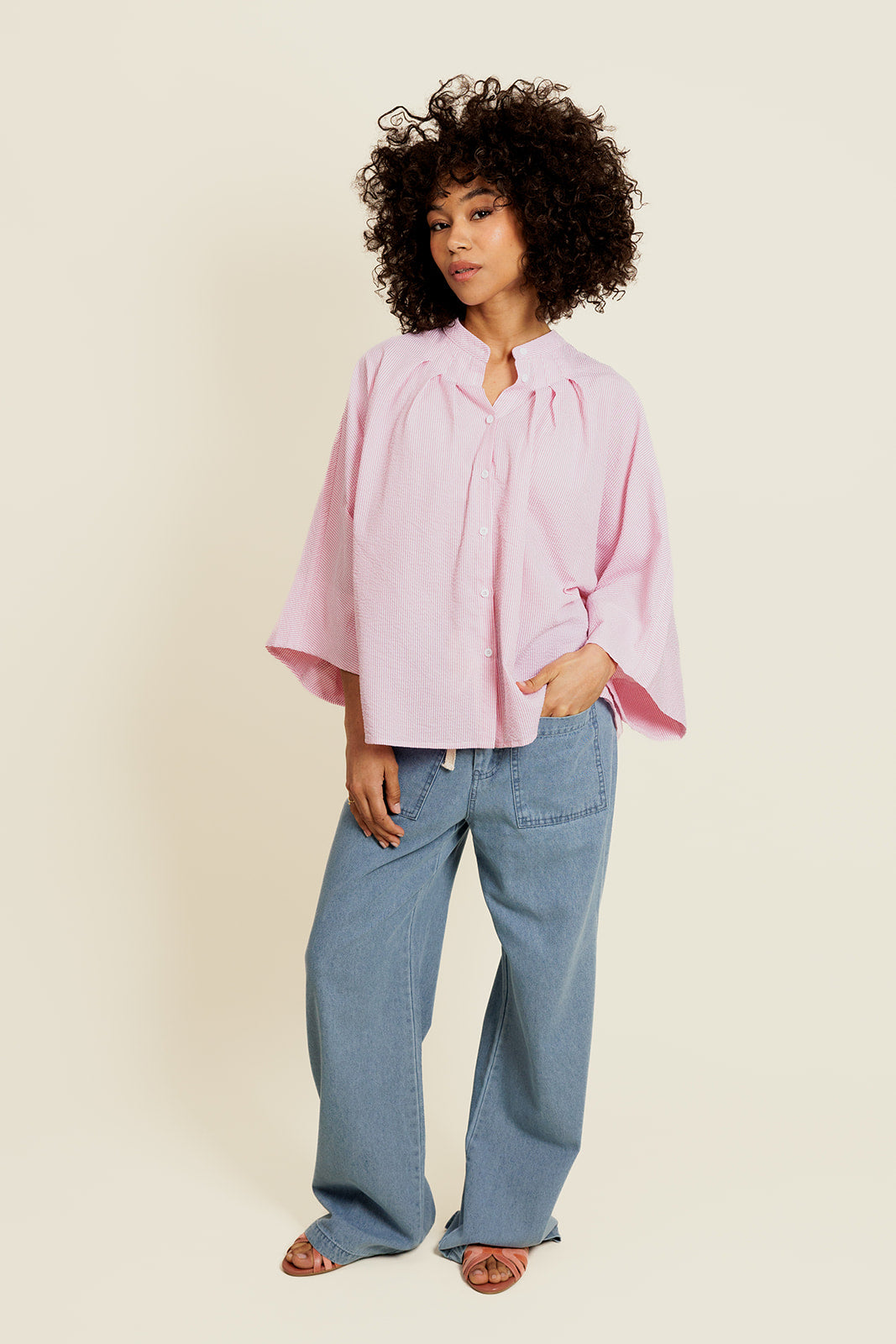 MÉLISYS - Chemise Rose Oversize avec Pince