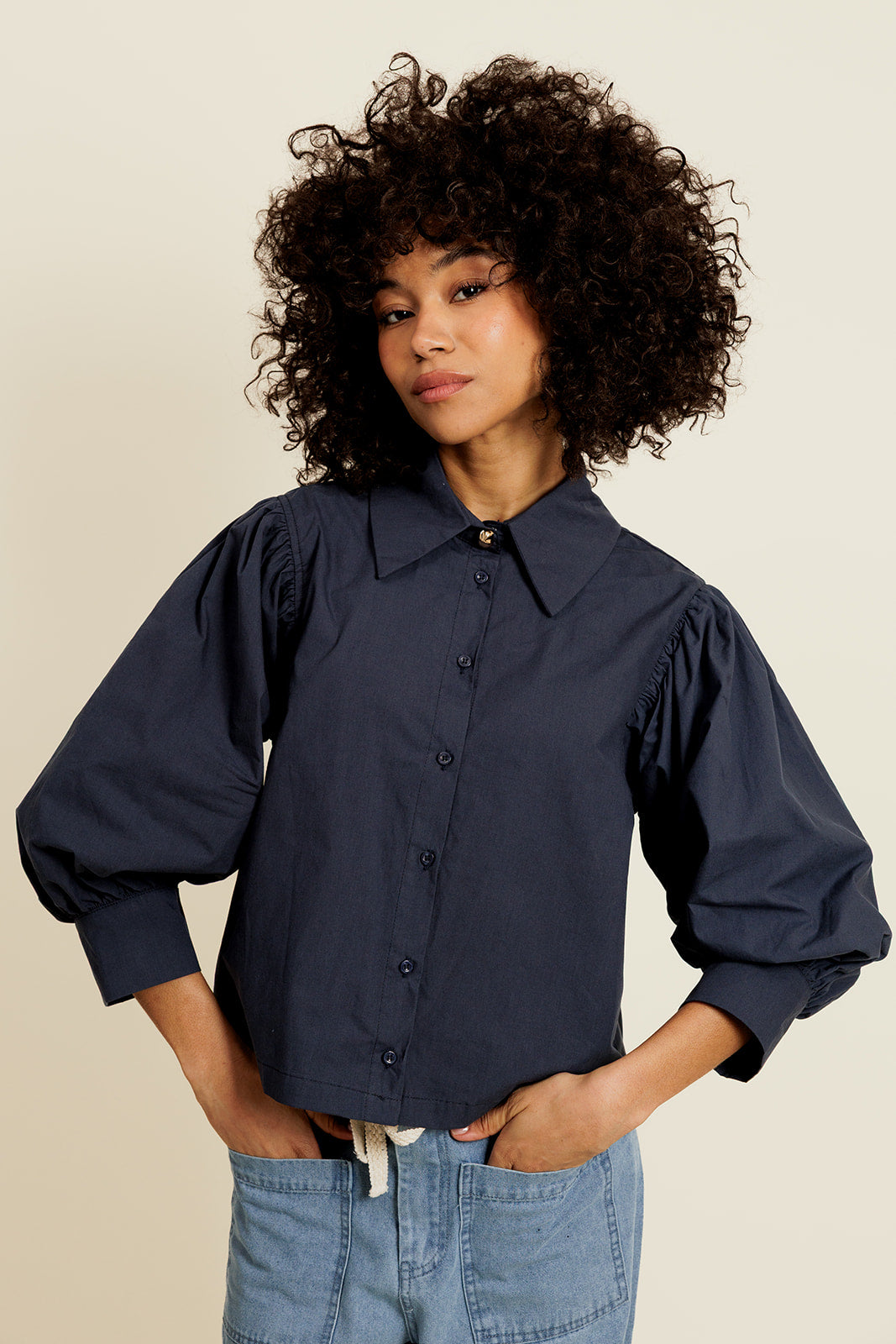 DORÉLYSE - Chemise Marine manche 2/3 Ballon