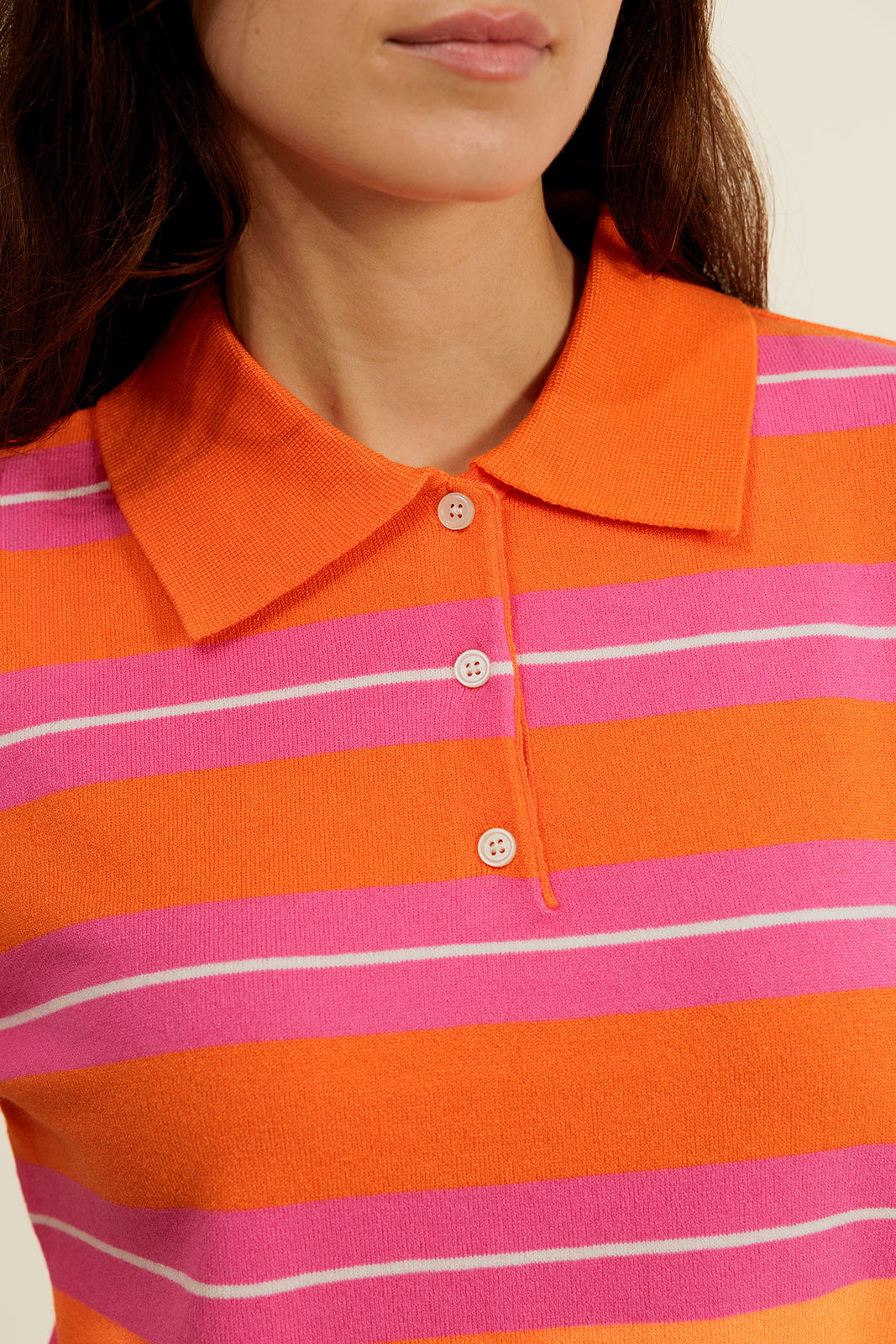 CÉLINEOR - Polo Orange/Rose à Rayures
