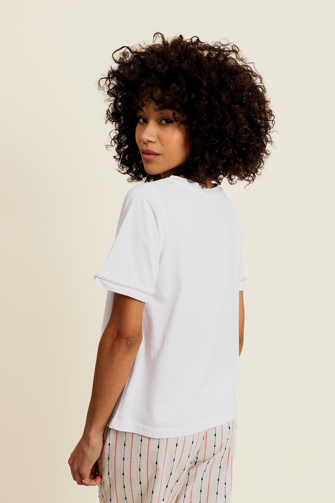 LILLIAN - T-shirt Col V Écru