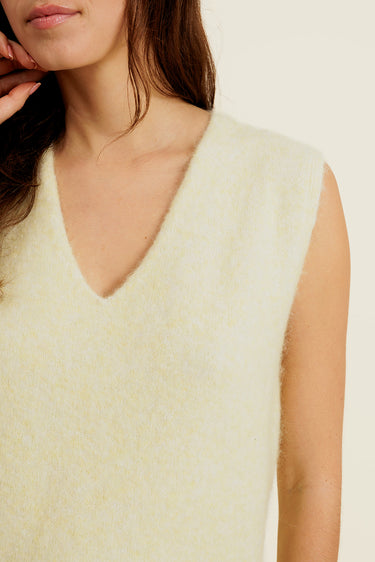 CHUCK - Pull Jaune sans Manches en Maille Femme