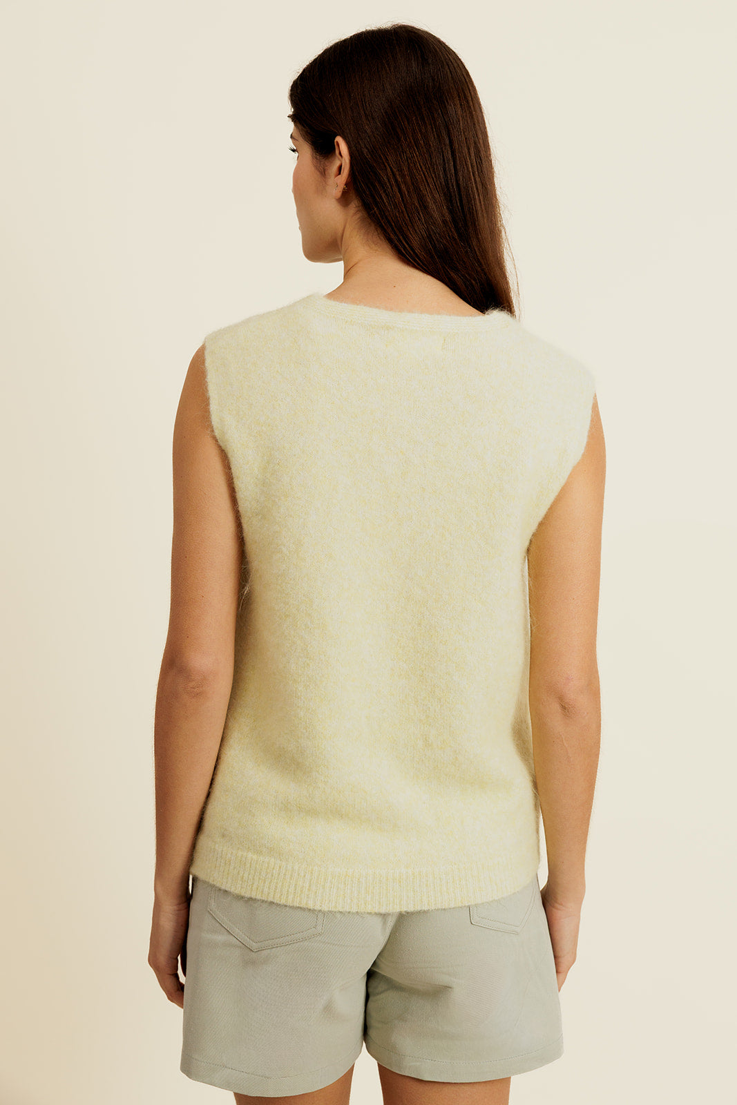 CHUCK - Pull Jaune sans Manches en Maille Femme