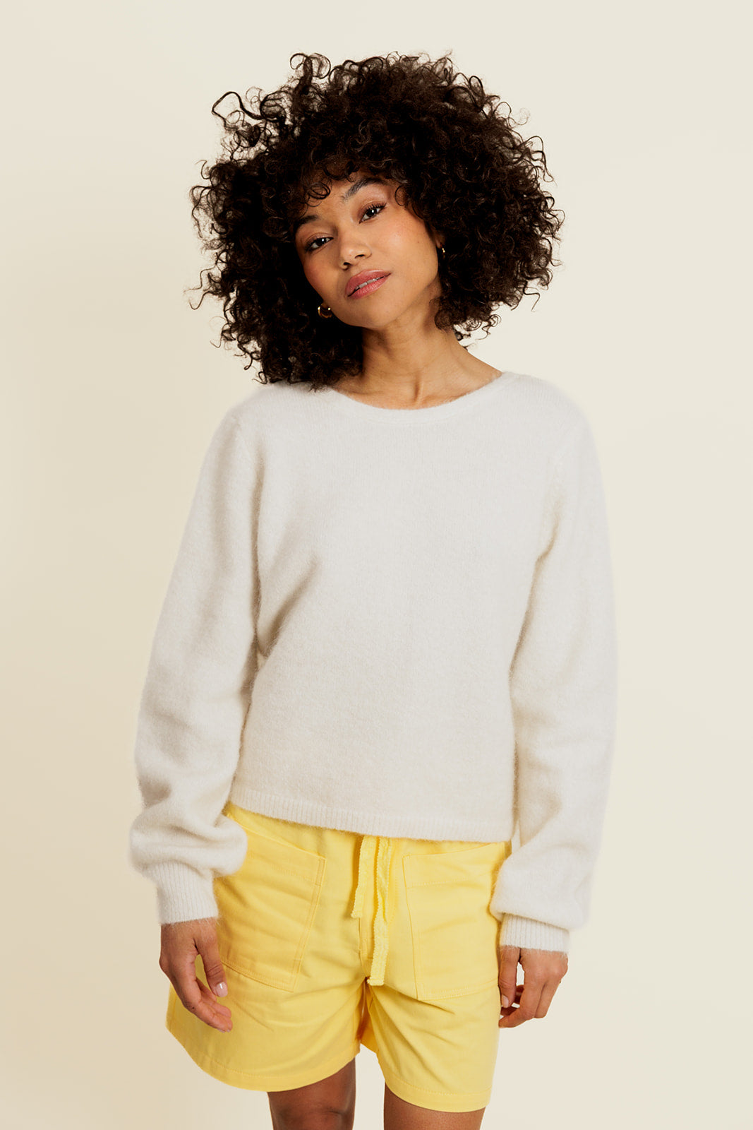 NATE - Pull Écru en Maille Torsadée Femme