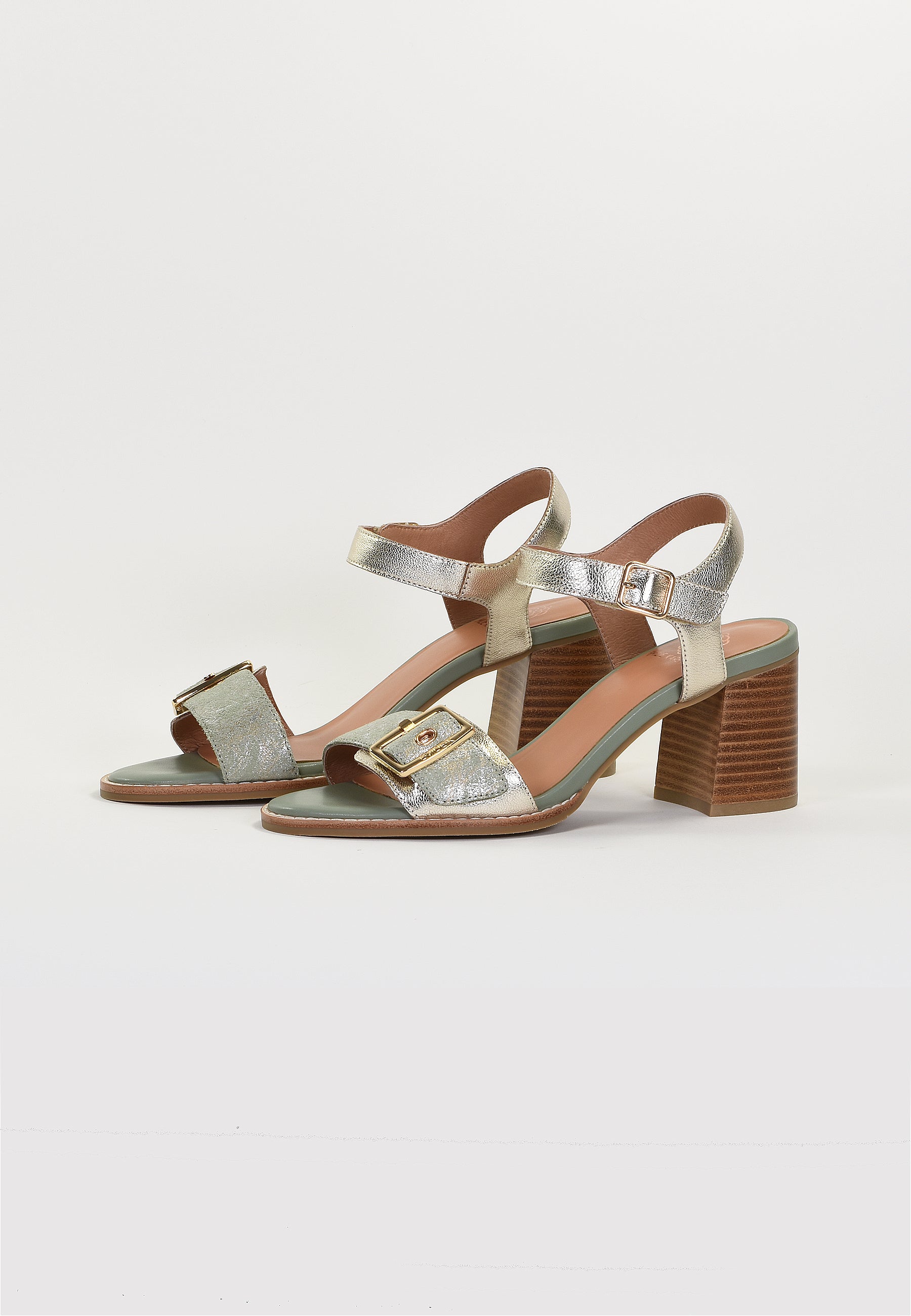 LISON HEEL SANDALS - PLATINUM