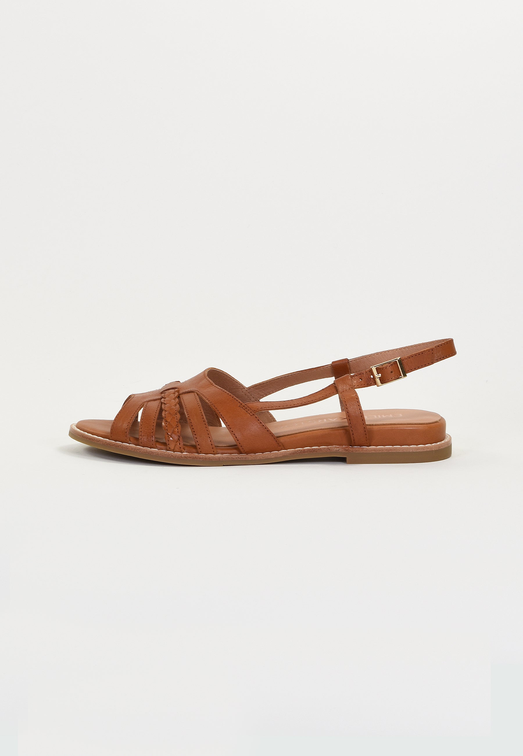 SORENA - Sandale Plate en Cuir Camel