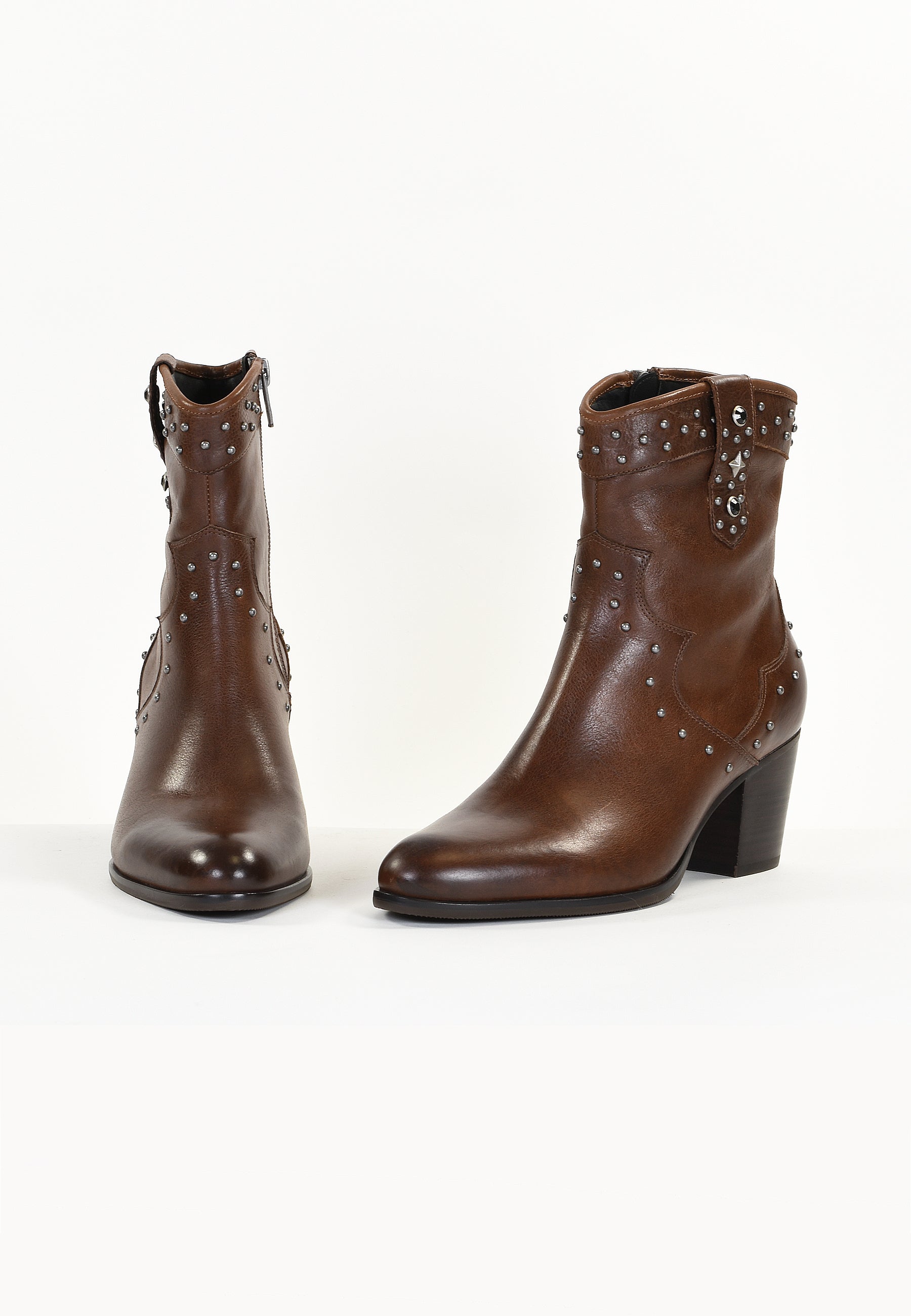 BOTTINES ARMOISE - MARRON LISSE