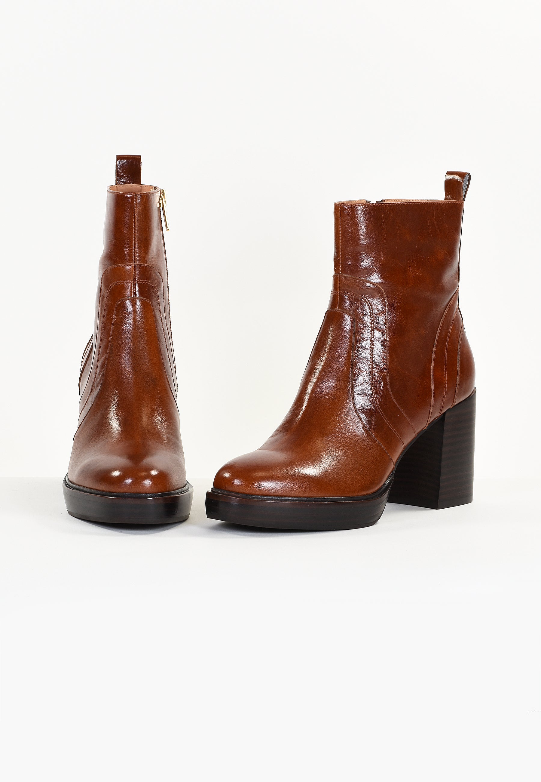 BOTTINES DAHLIA - COGNAC