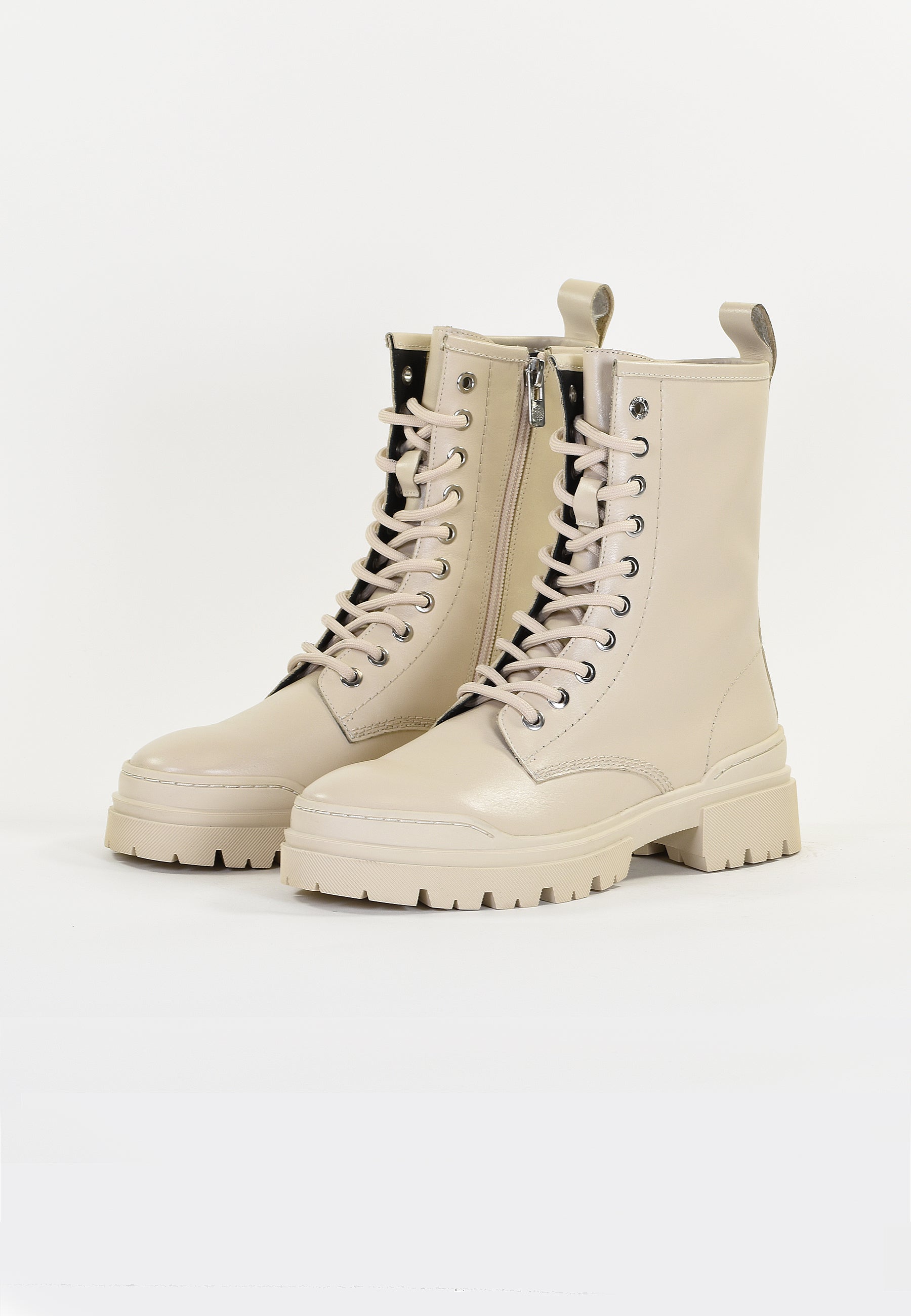 BOTTINES MAUVE - CREME