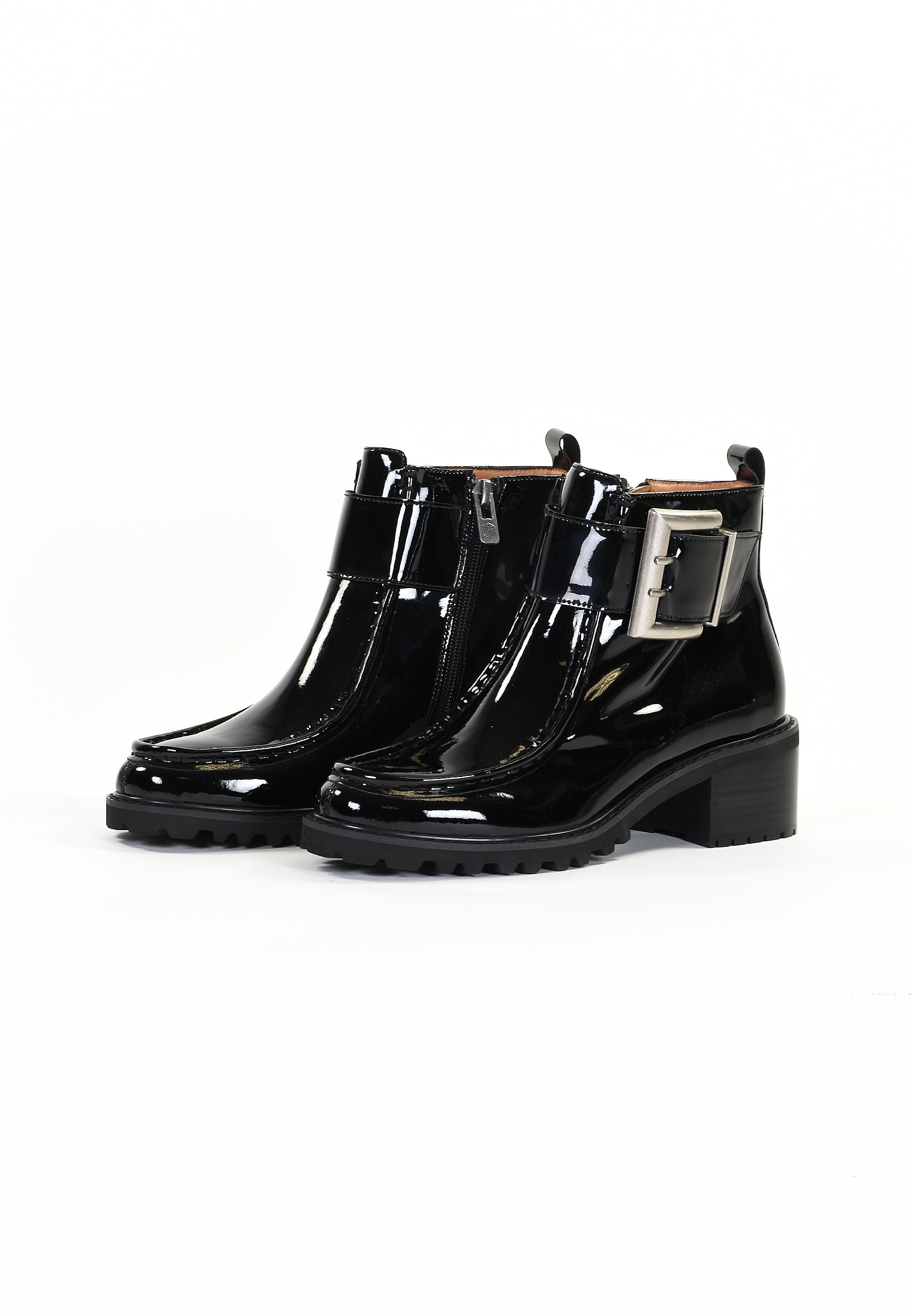 OLEARIA ANKLE BOOTS - BLACK PATENT