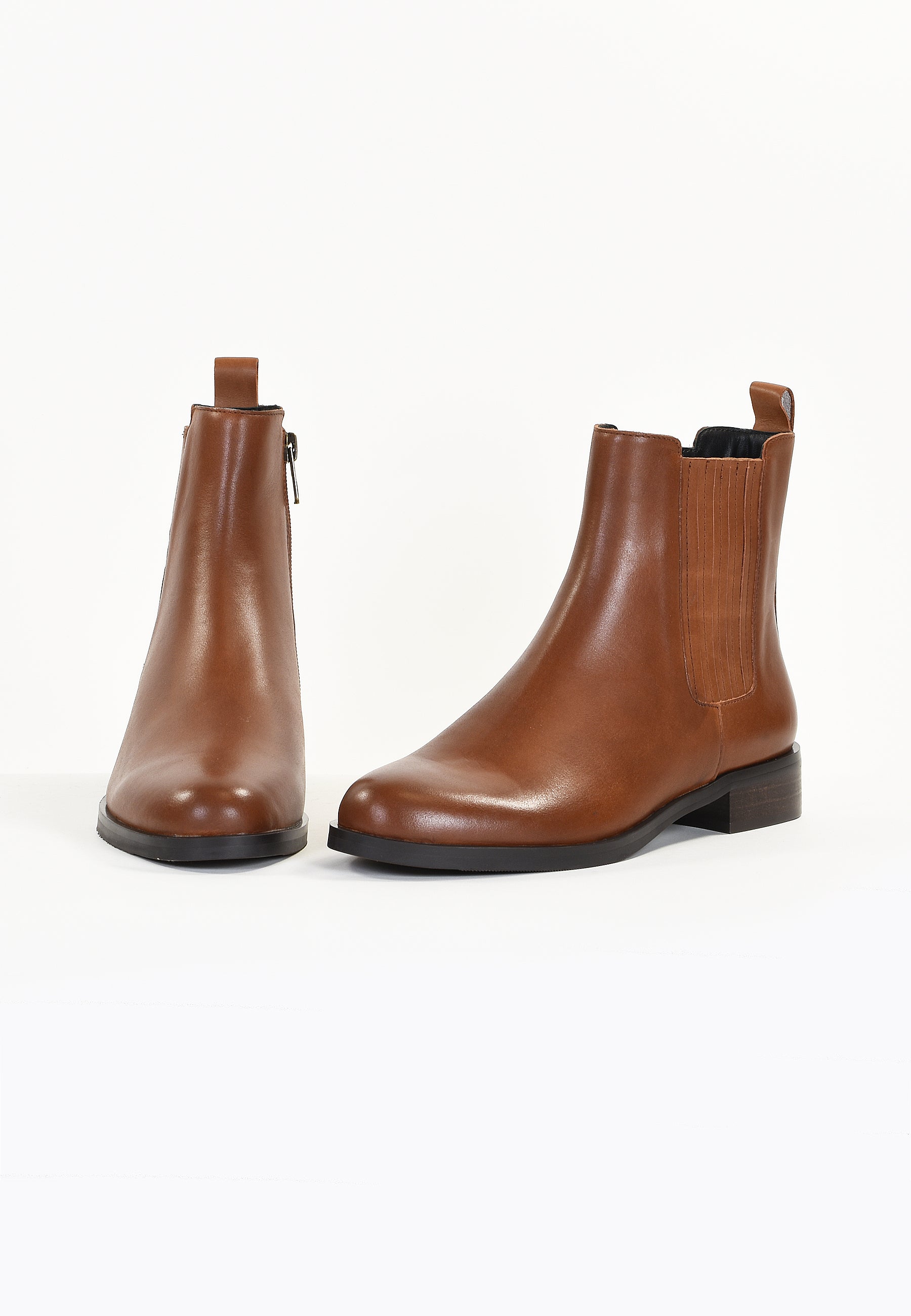 BOTTINES SAUGE - COGNAC