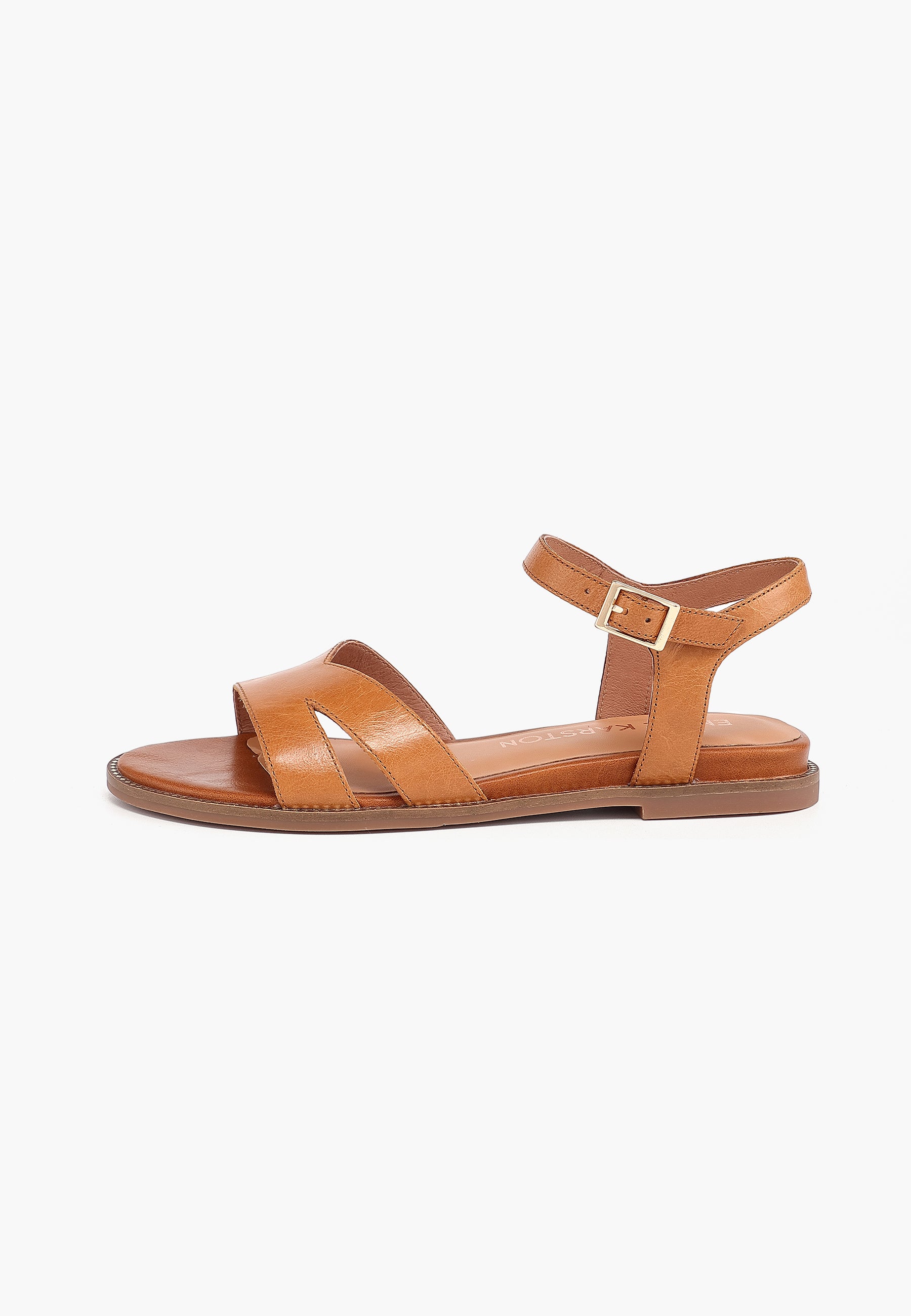 SANDALES PLATES BELLA - COGNAC