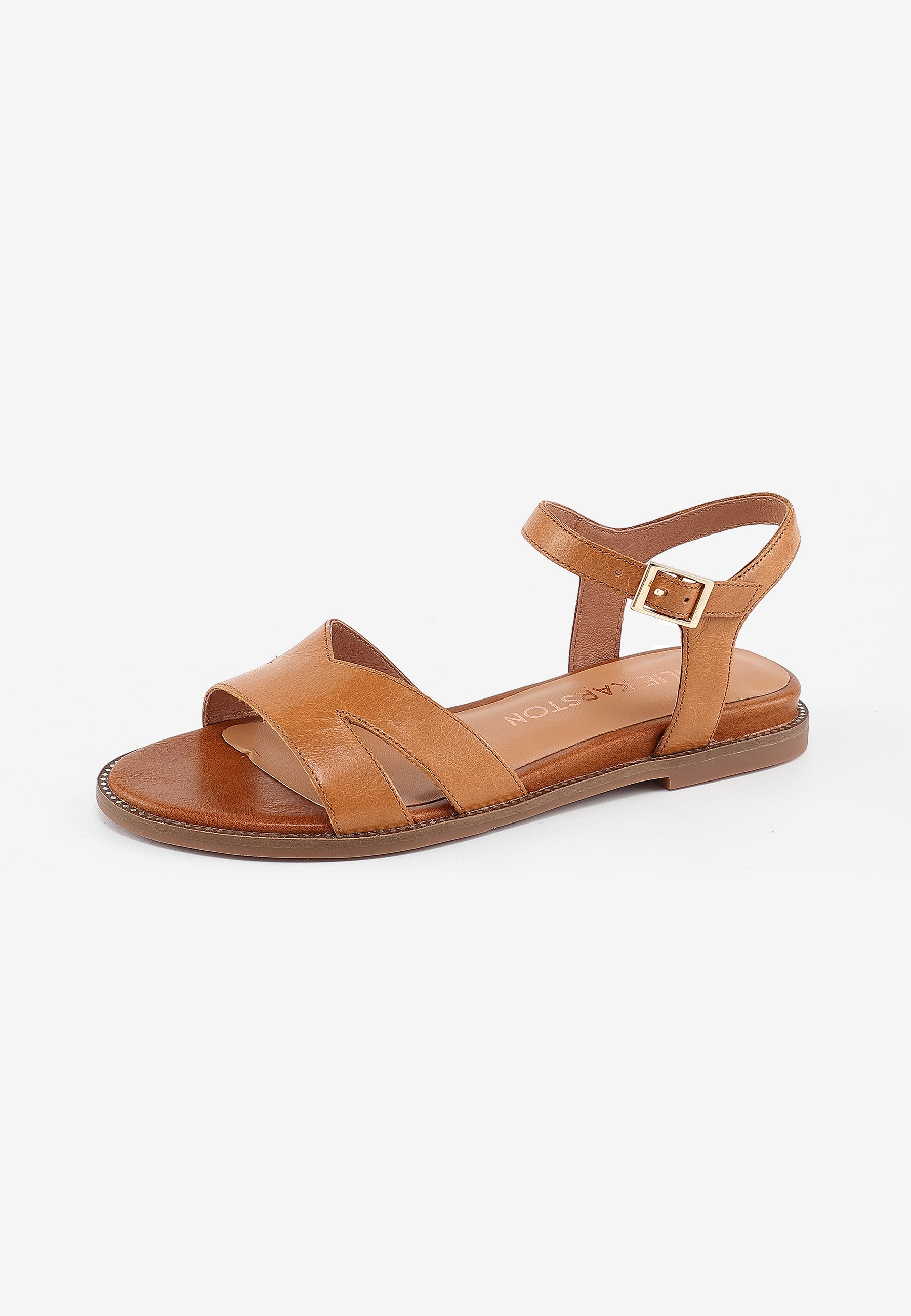 SANDALES PLATES BELLA - COGNAC