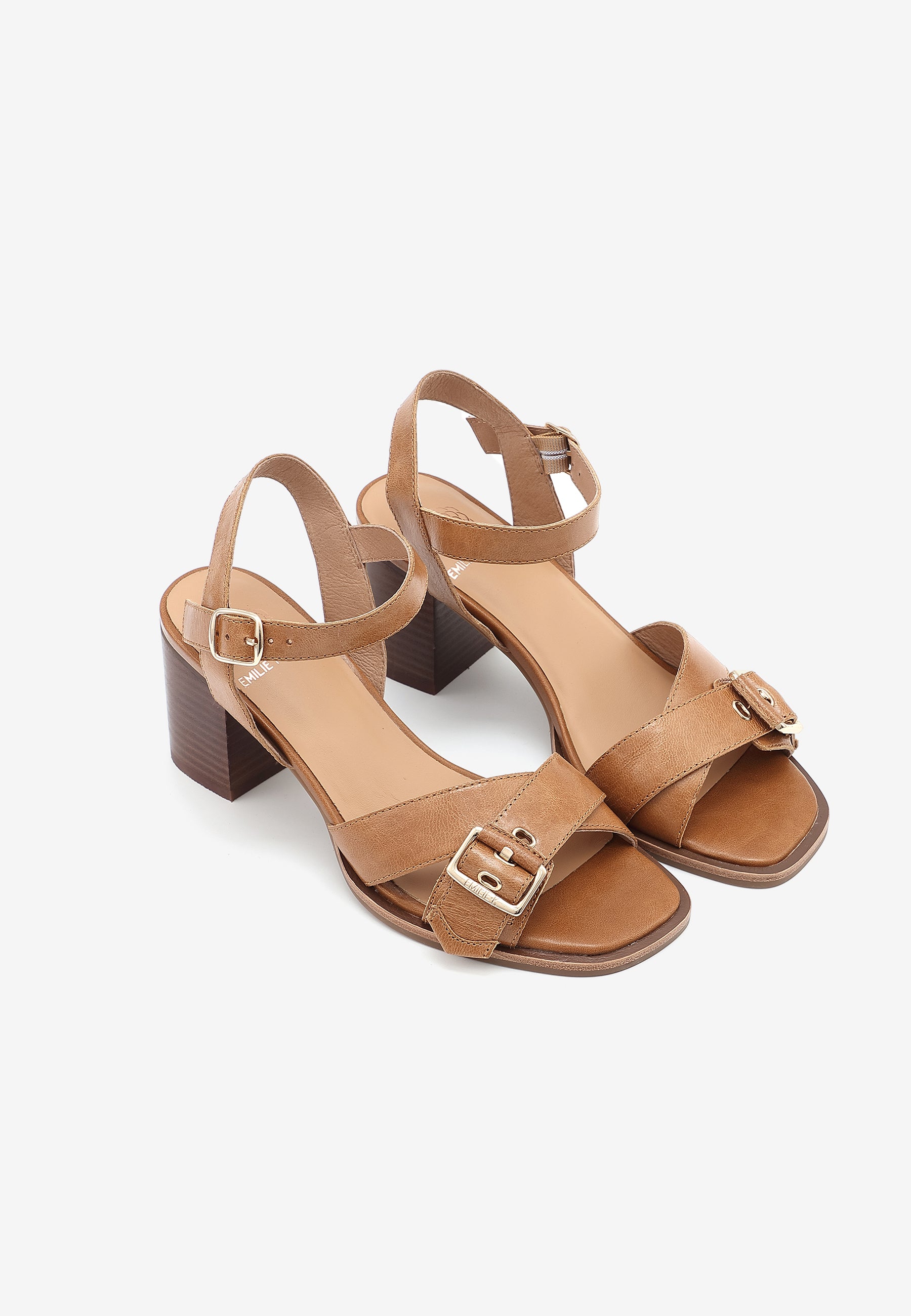 SANDALES À TALONS CLARA - COGNAC