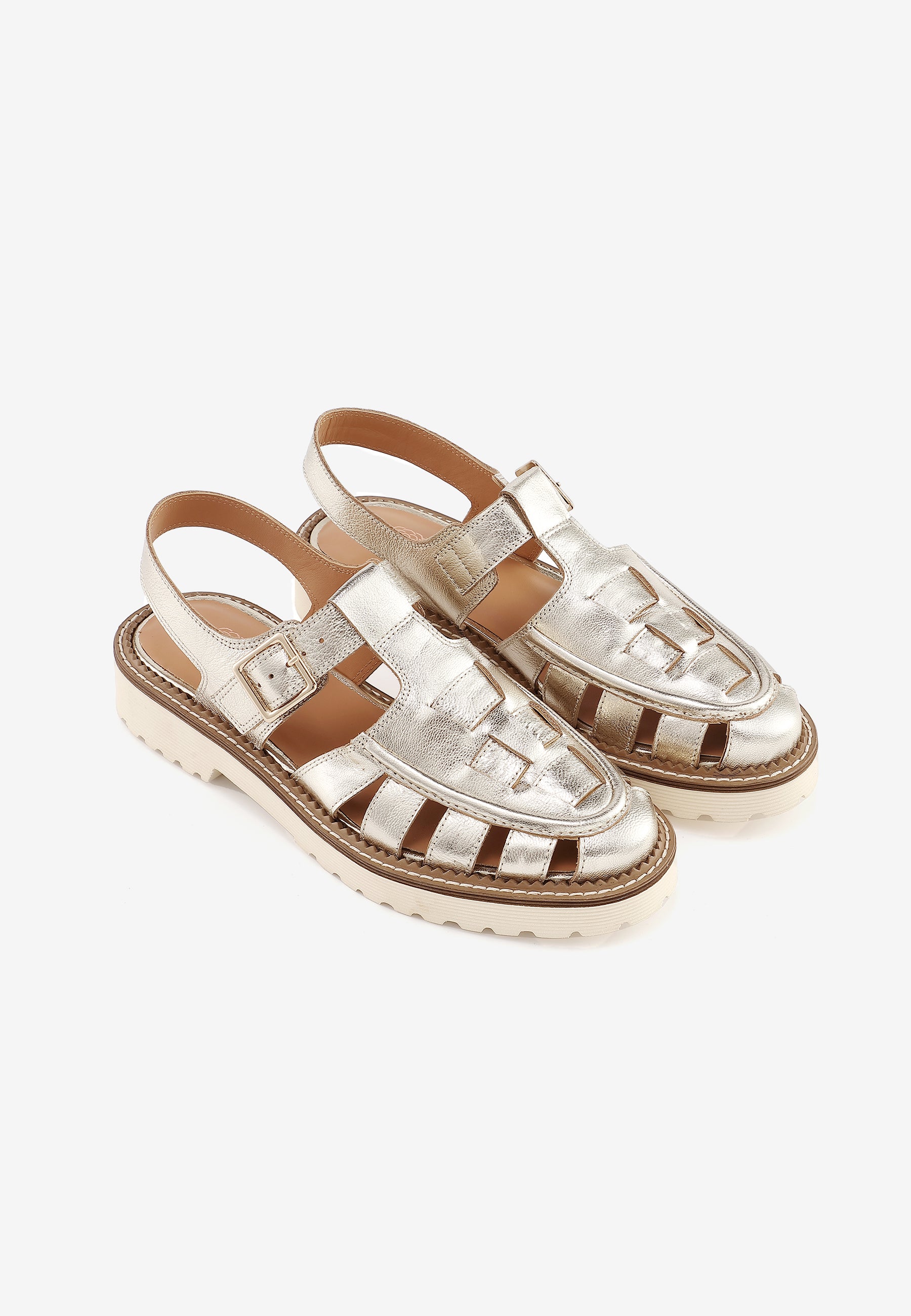 ELOISE - Sandales en cuir Doré/Platine