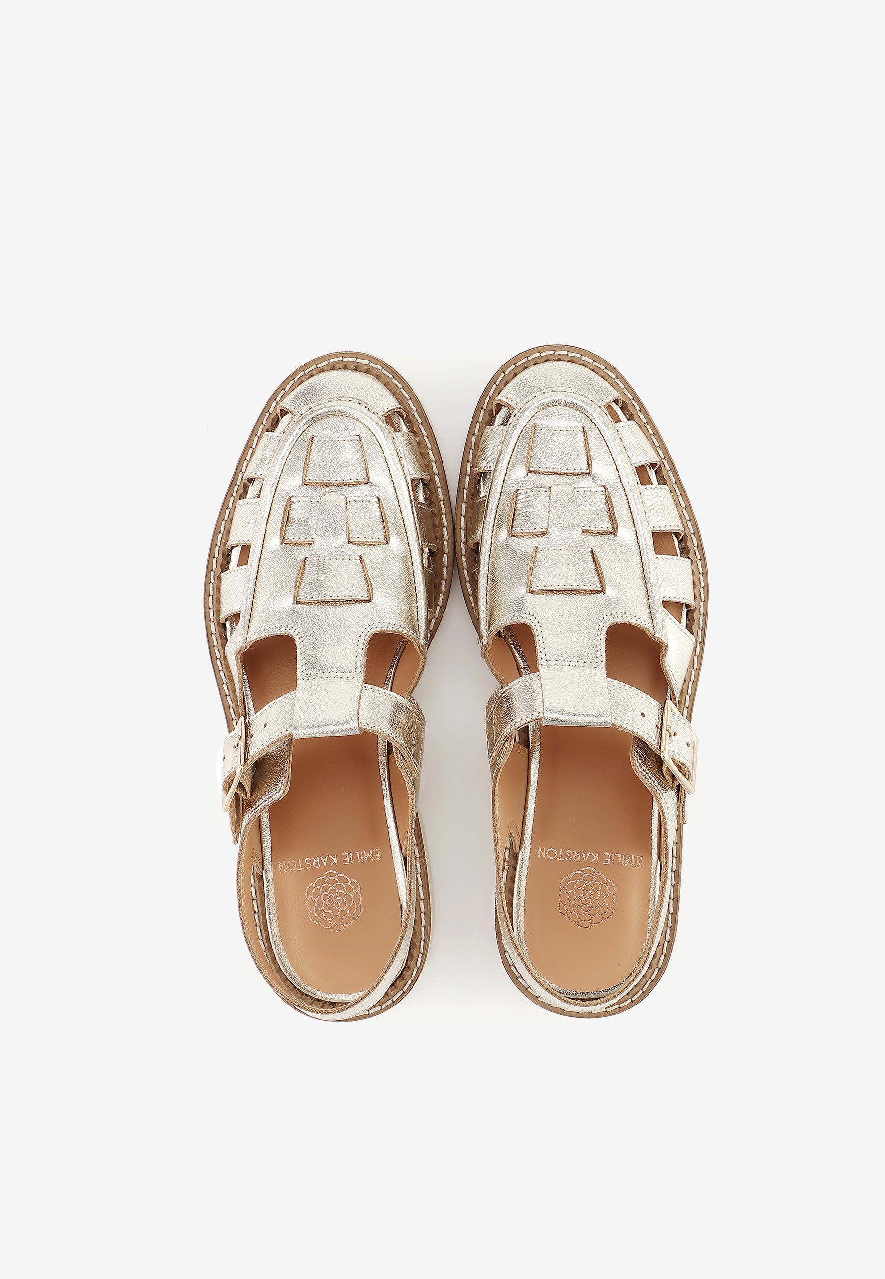 ELOISE - Sandales en cuir Doré/Platine