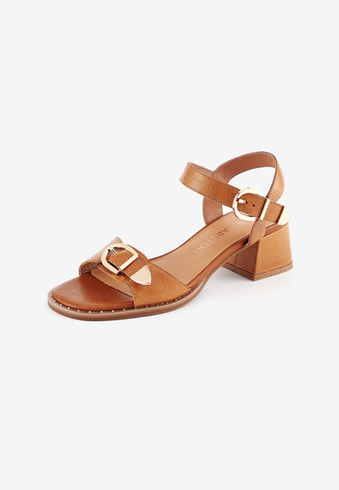 KEITH HEELED SANDALS - COGNAC
