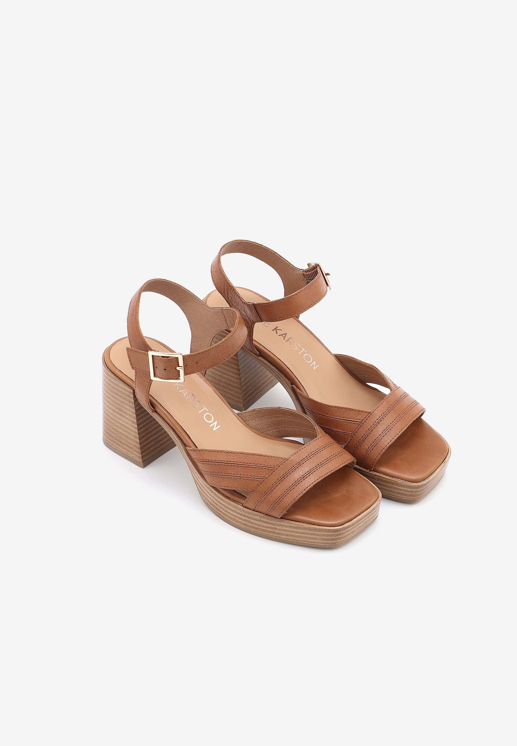 SANDALES À TALONS MELINA - CAMEL