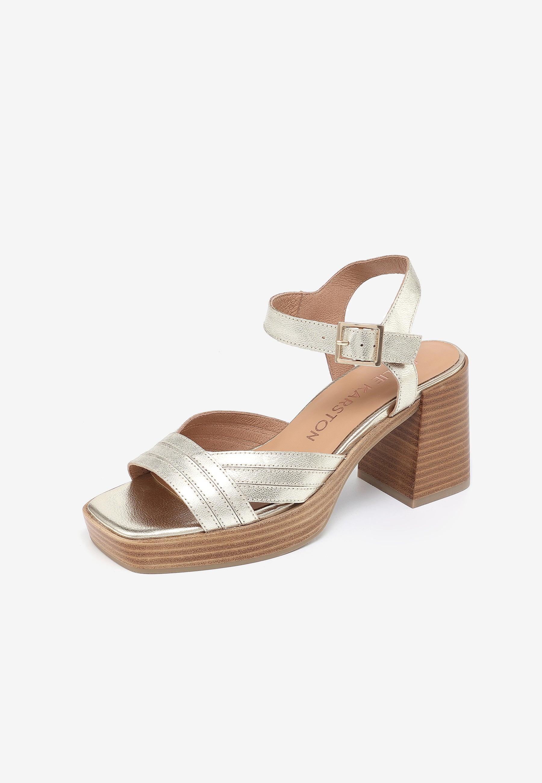 SANDALES À TALONS MELINA - PLATINE