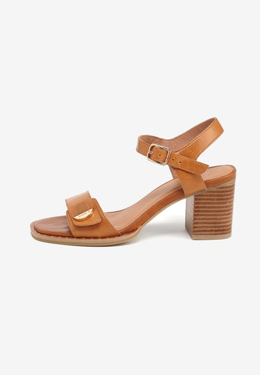 MISTRA HEELED SANDALS - COGNAC