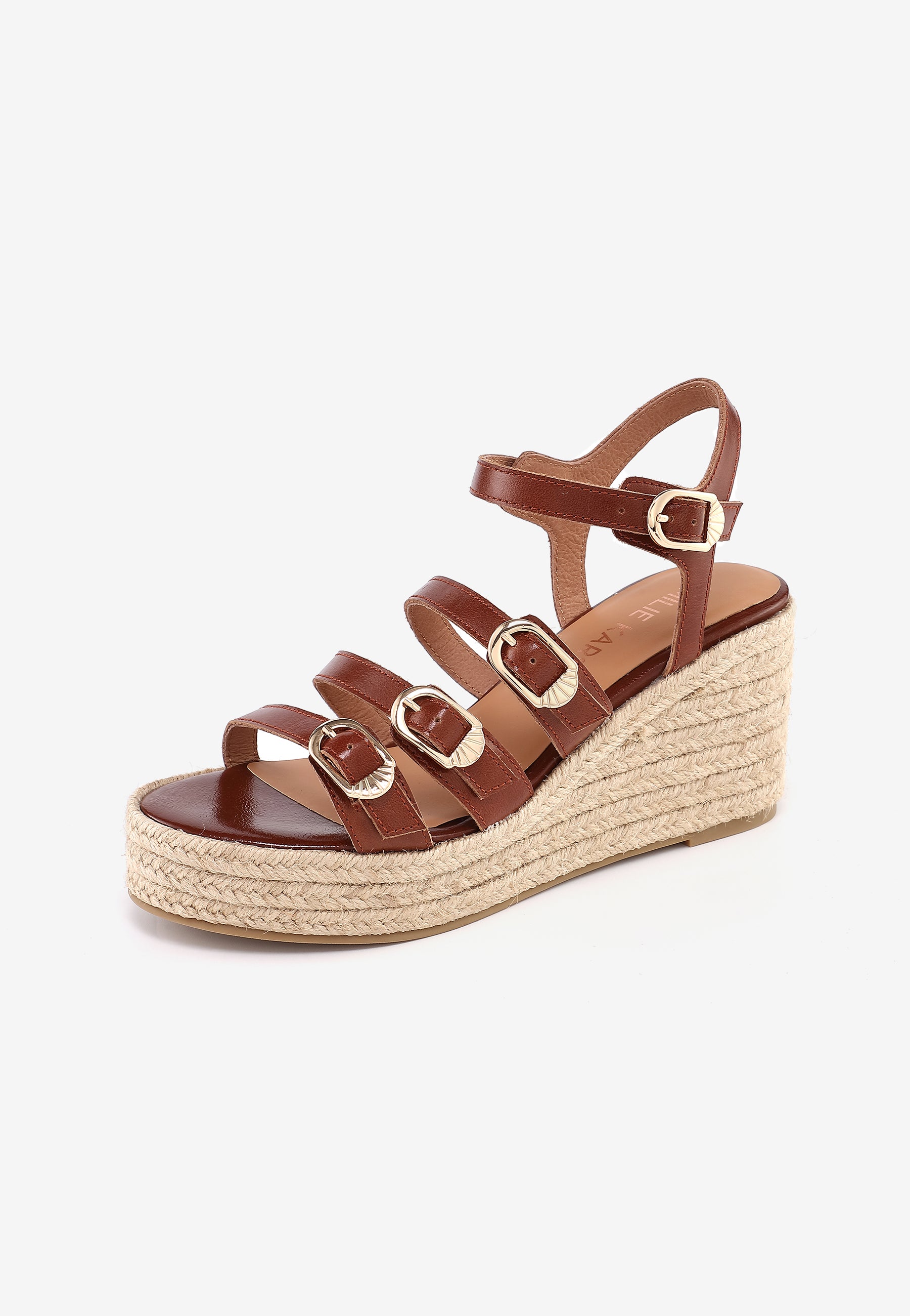 SANDALES COMPENSÉES TALIA - COGNAC