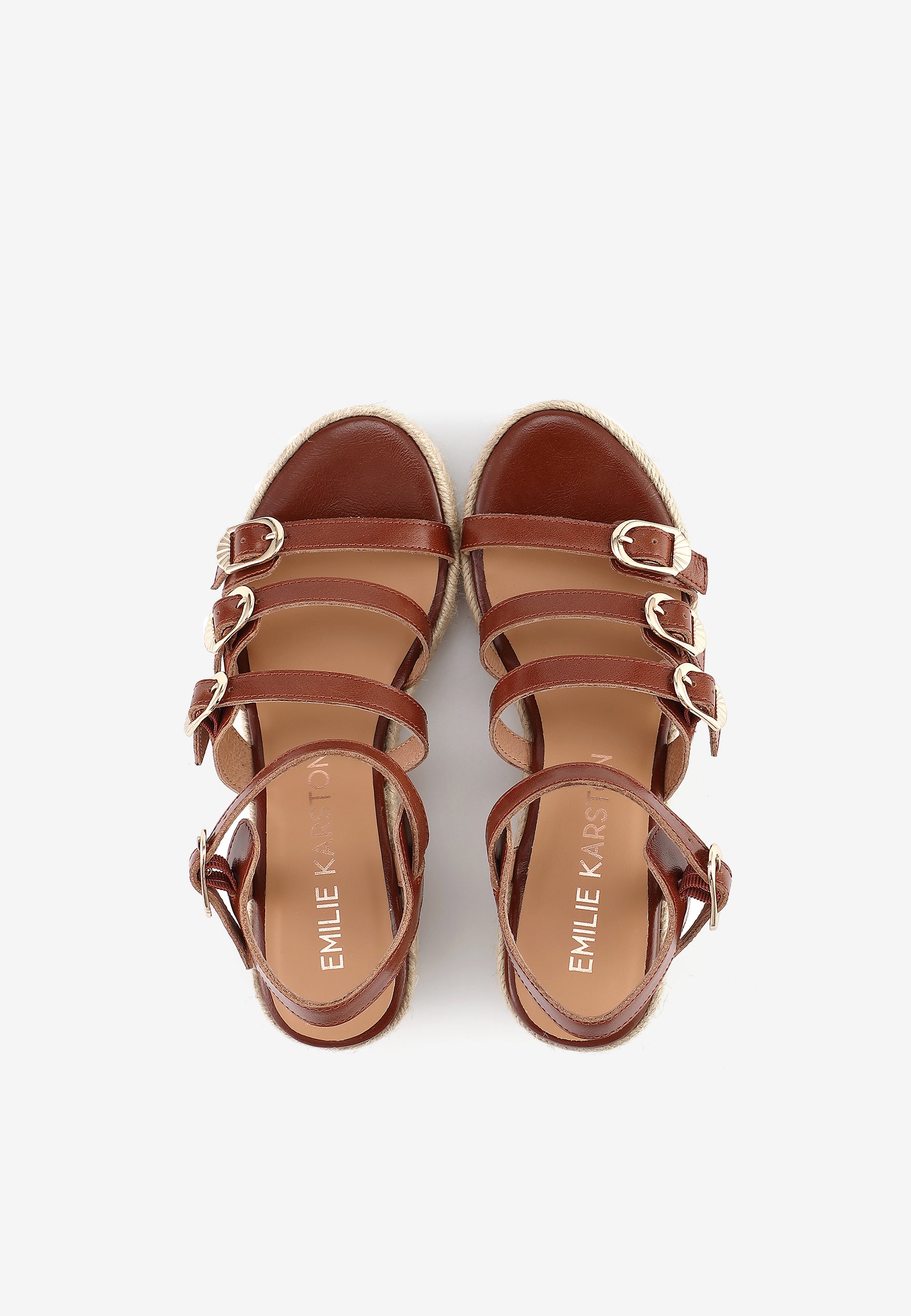 SANDALES COMPENSÉES TALIA - COGNAC