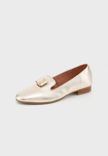YUNI - Mocassins en cuir Or/Platine à boucle