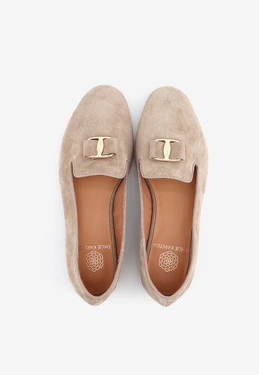 YUNI - Mocassins en cuir Taupe à boucle