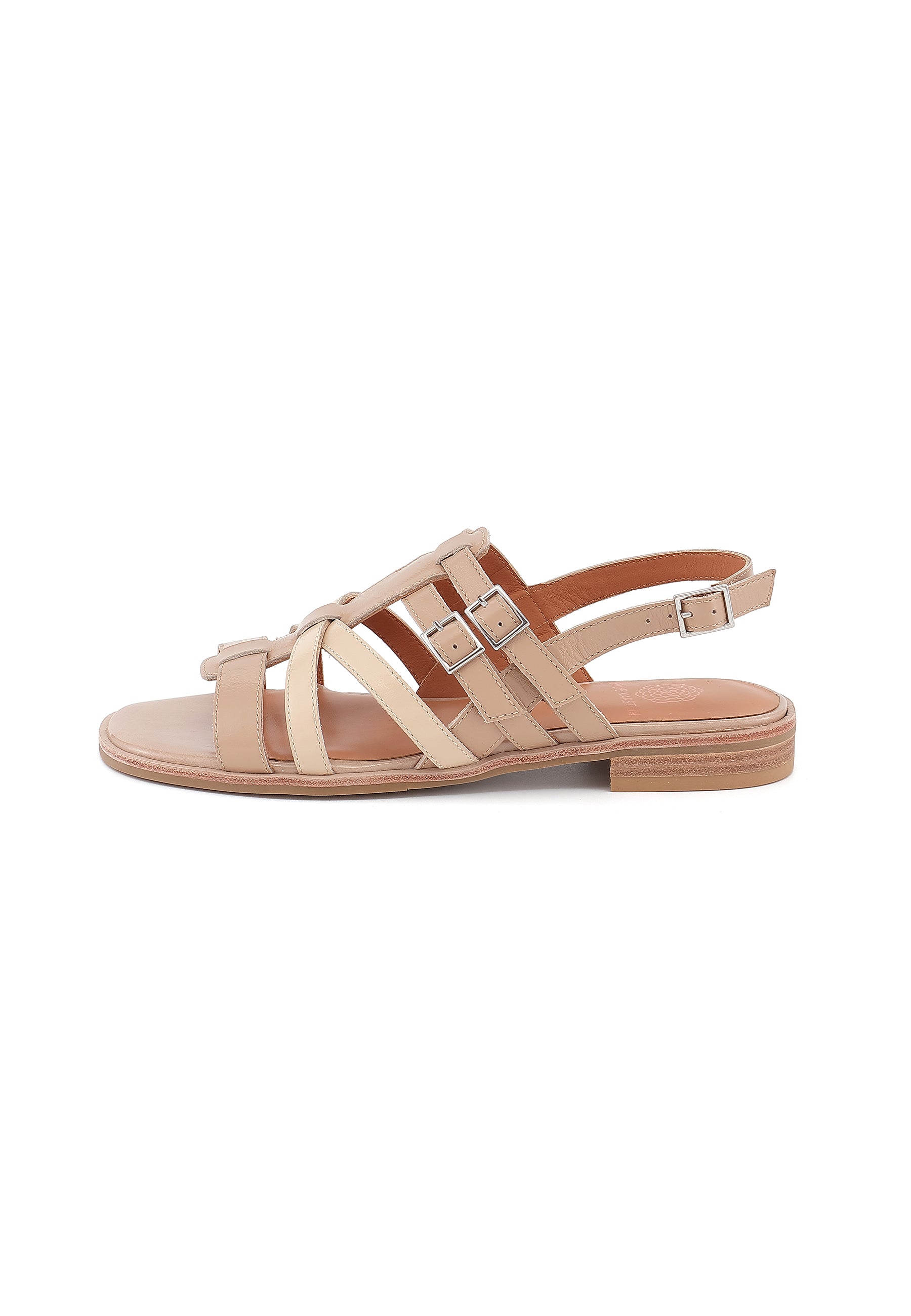 ARIETTE - Sandales Plates en Cuir Nude