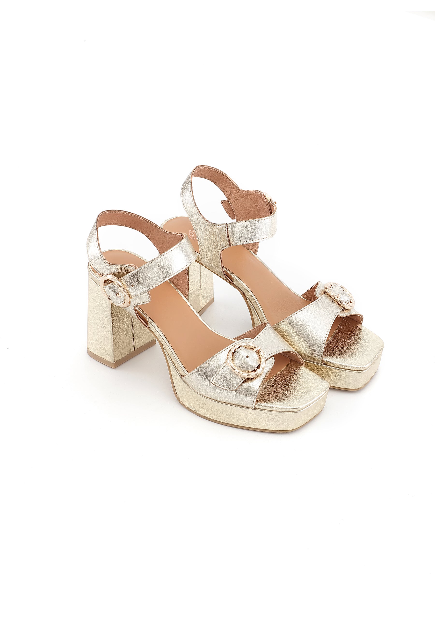 BAILEY - Sandales en cuir à talons hauts Doré/Platine