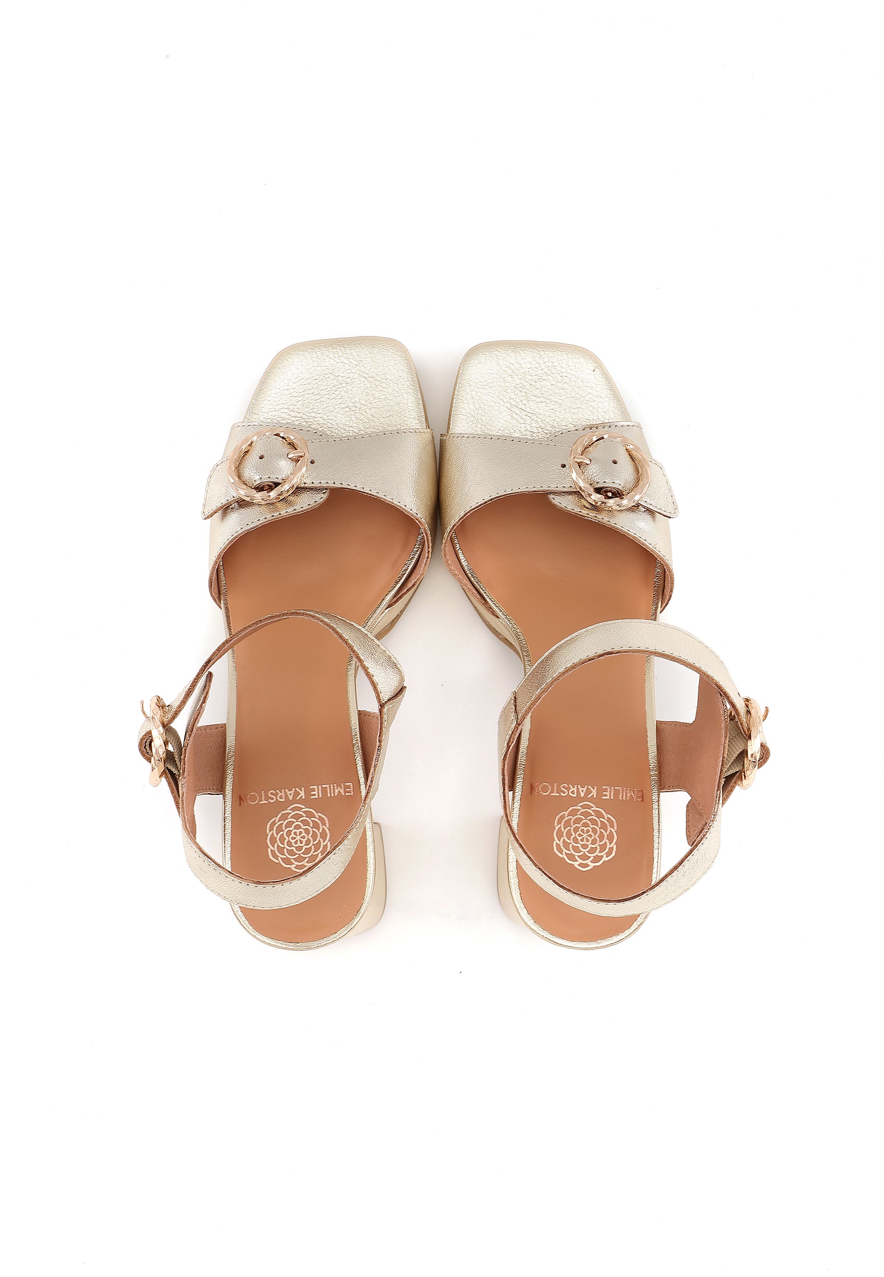 BAILEY - Sandales en cuir à talons hauts Doré/Platine