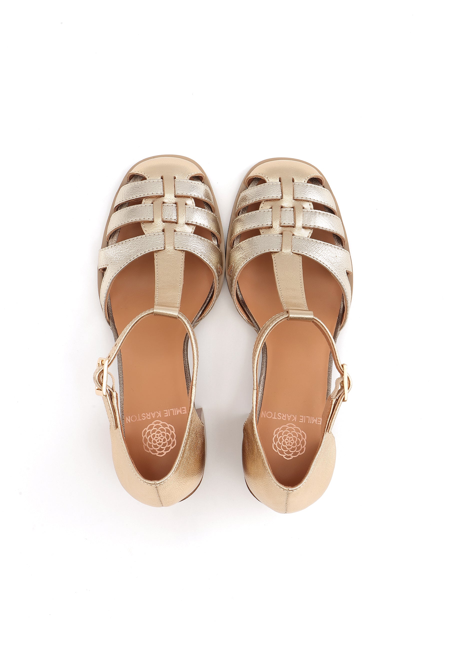 BRIGITTE - Sandales à talons en cuir Doré/Platine