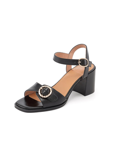 BROOKE - Sandales à talons en cuir Noir