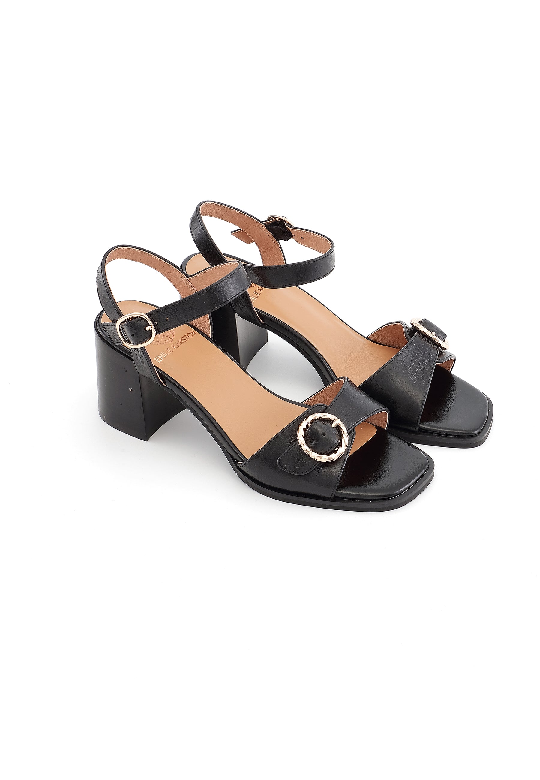 BROOKE - Sandales à talons en cuir Noir