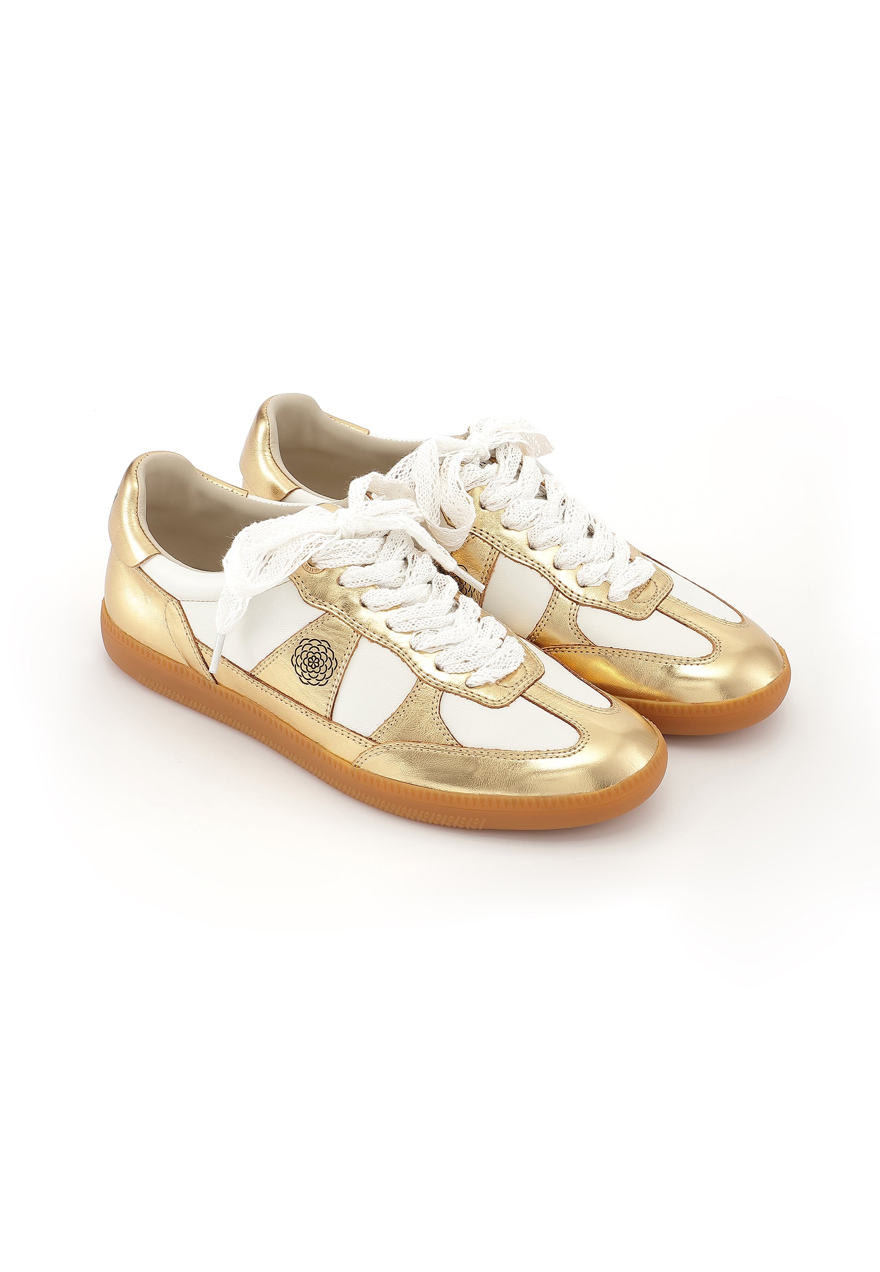 CHERRY - Baskets en cuir Doré/Platine