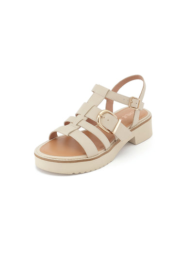 CLAUDIA - Sandale à Plateforme en cuir Crème