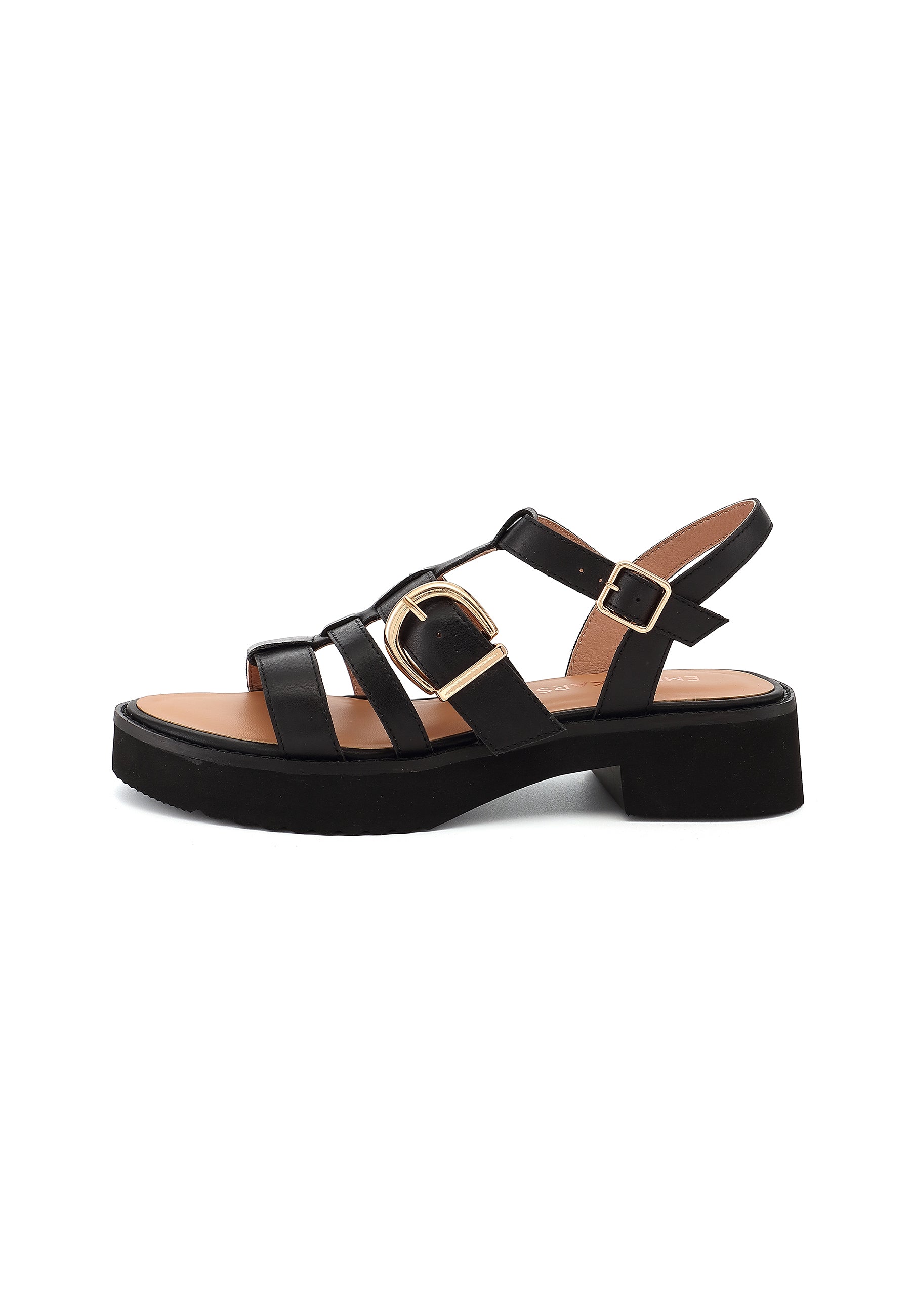 CLAUDIA - Sandale à Plateforme en cuir Noir