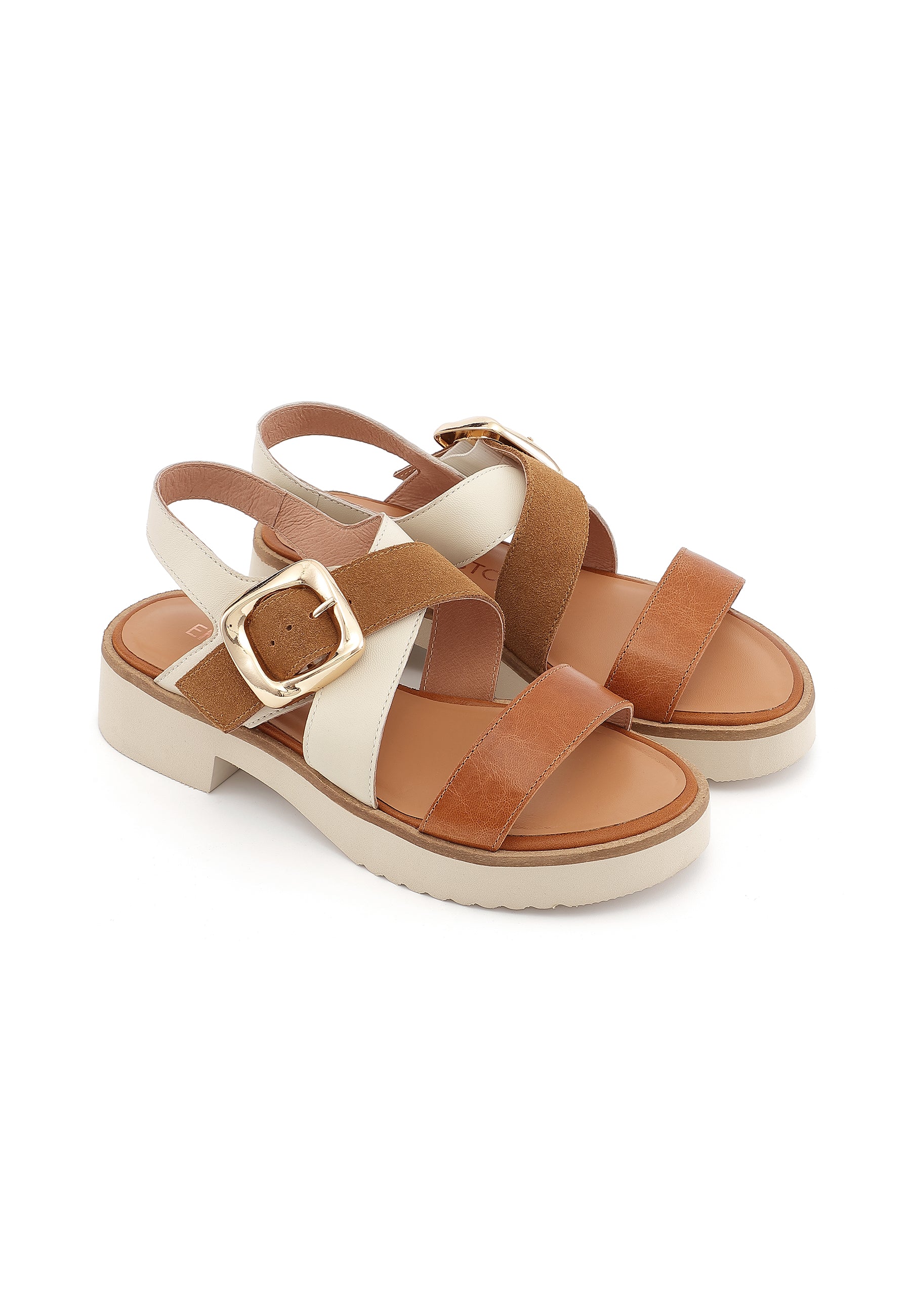 DANAE - Sandales à Plateforme en Cuir Camel