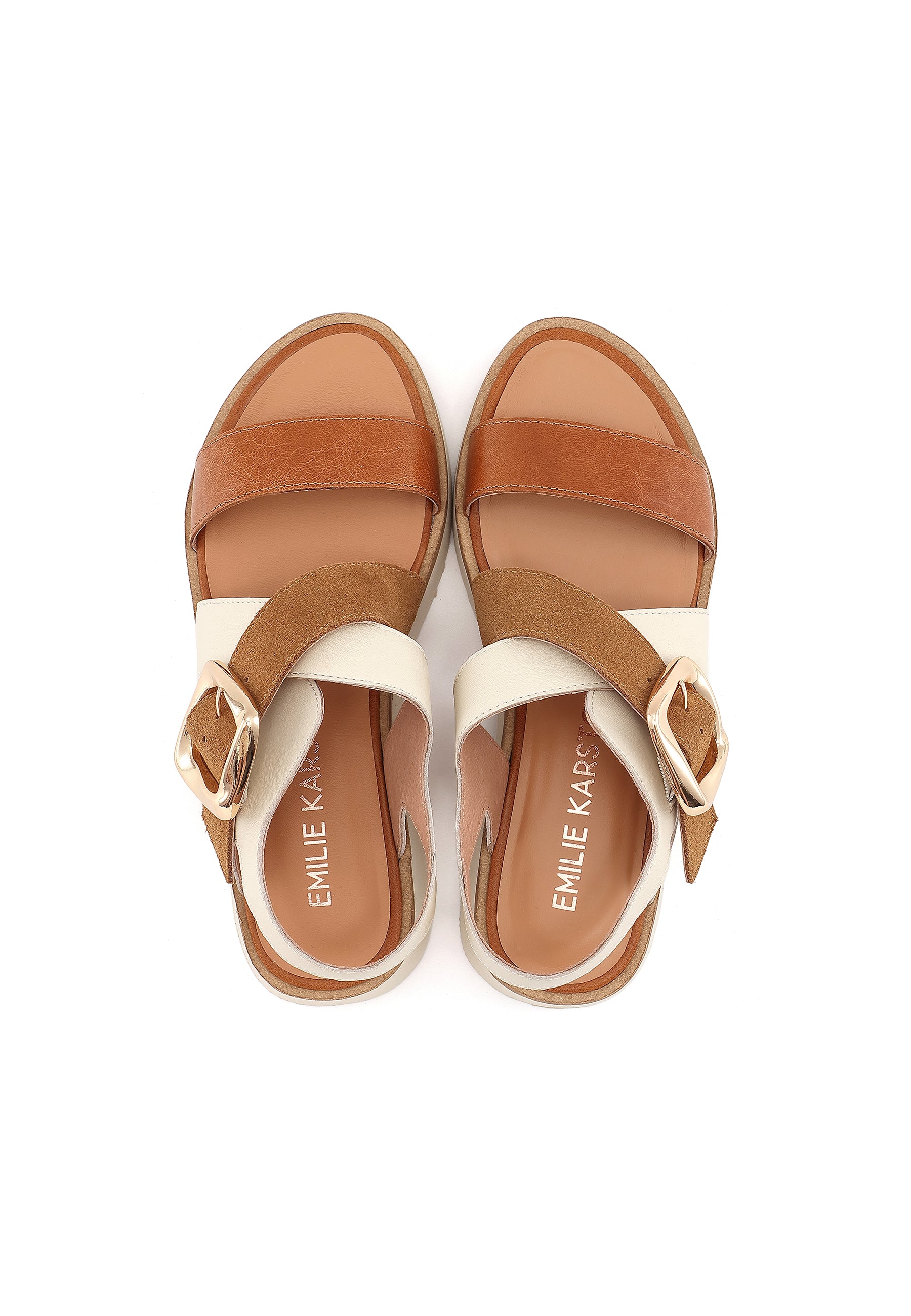 DANAE - Sandales à Plateforme en Cuir Camel