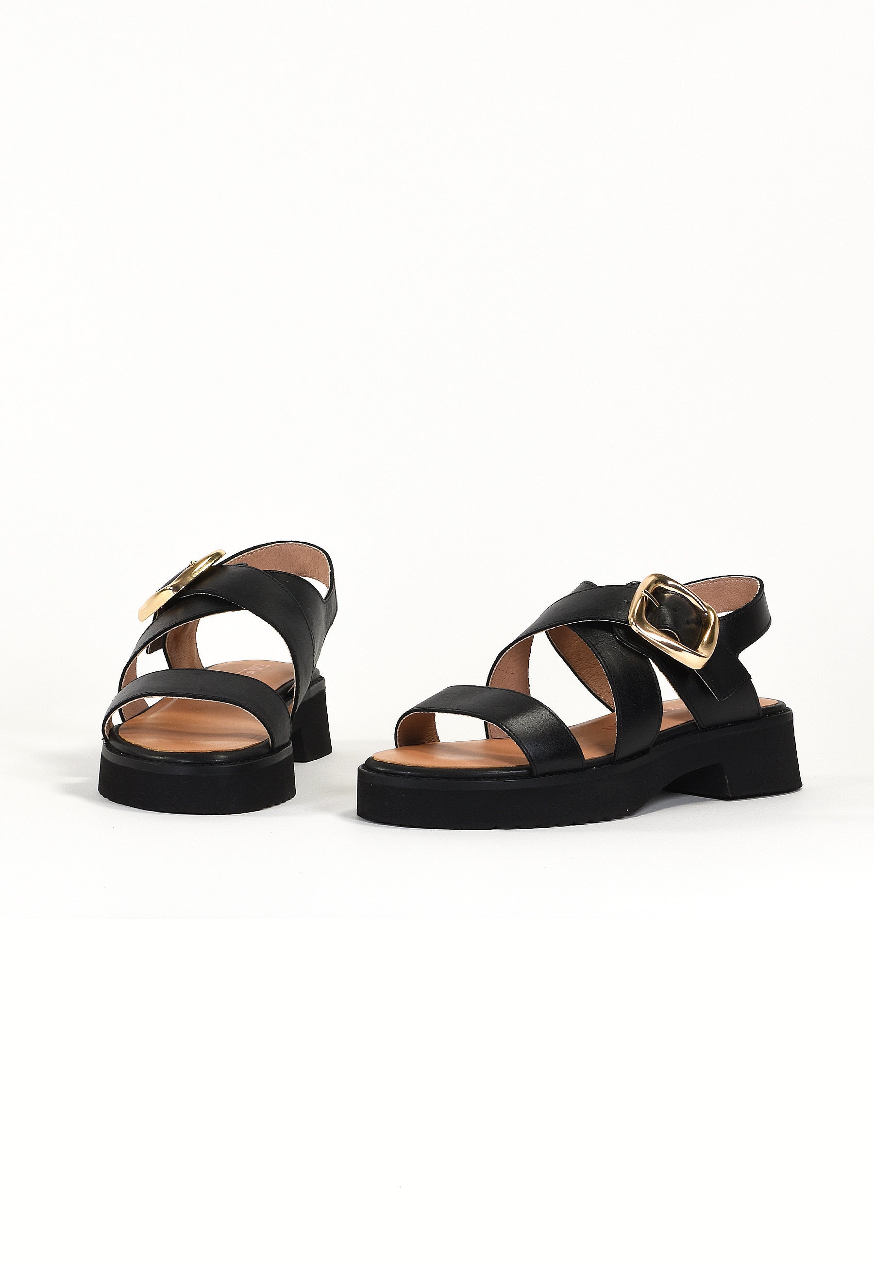 DANAE - Sandales à Plateforme en Cuir Noir