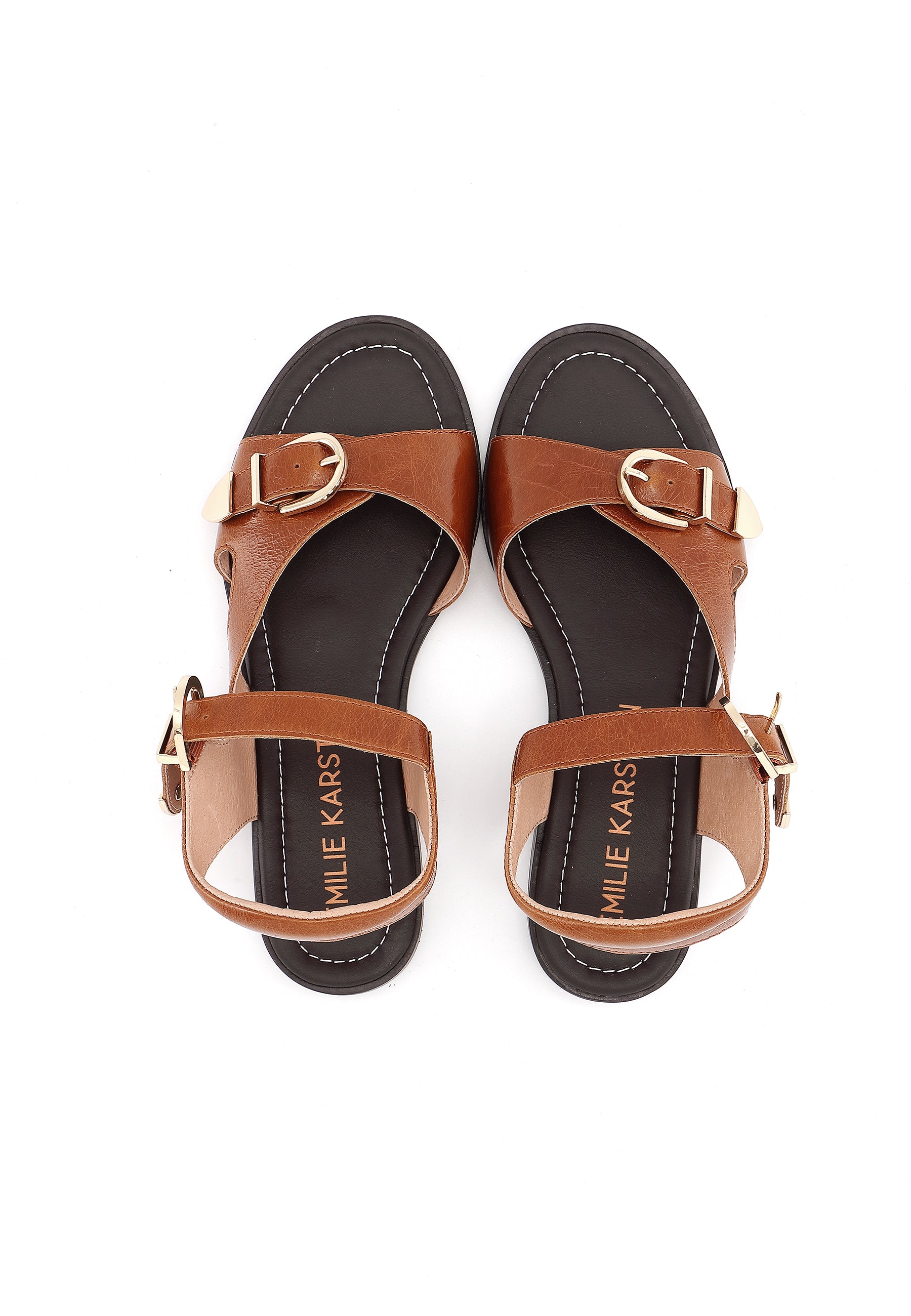 FIONA - Sandales à Petits Talons en Cuir Camel