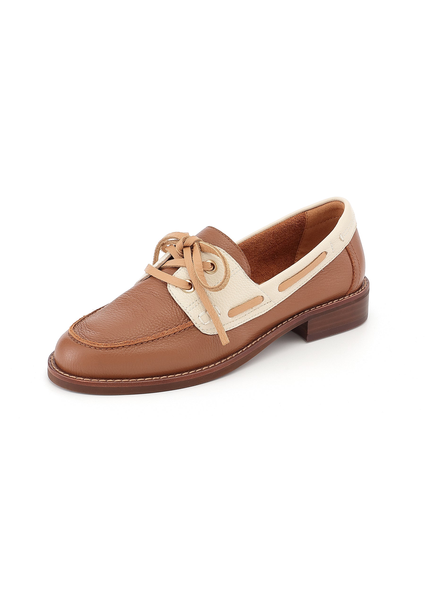 FLORE - Derbies en cuir Marron/Cognac