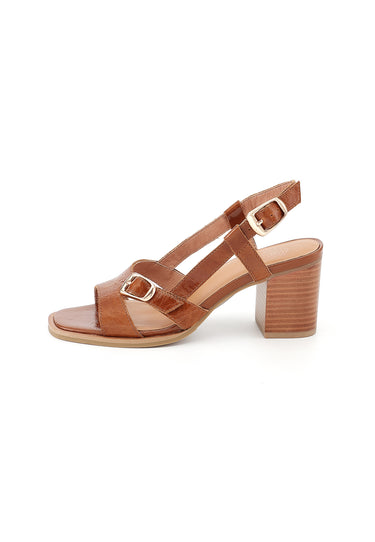 HAWA - Sandales en cuir à talons Camel